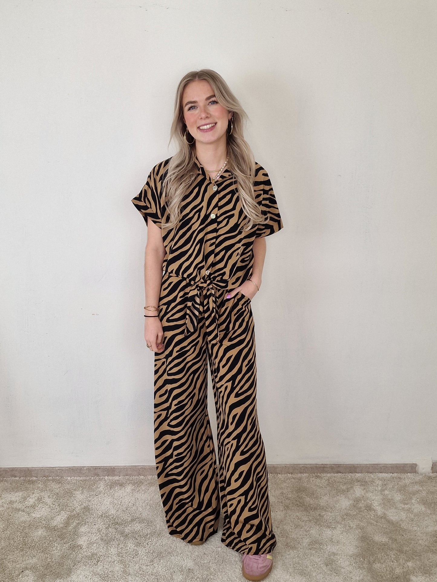 Nicole pantalon - Zebra print Bruin/ zwart