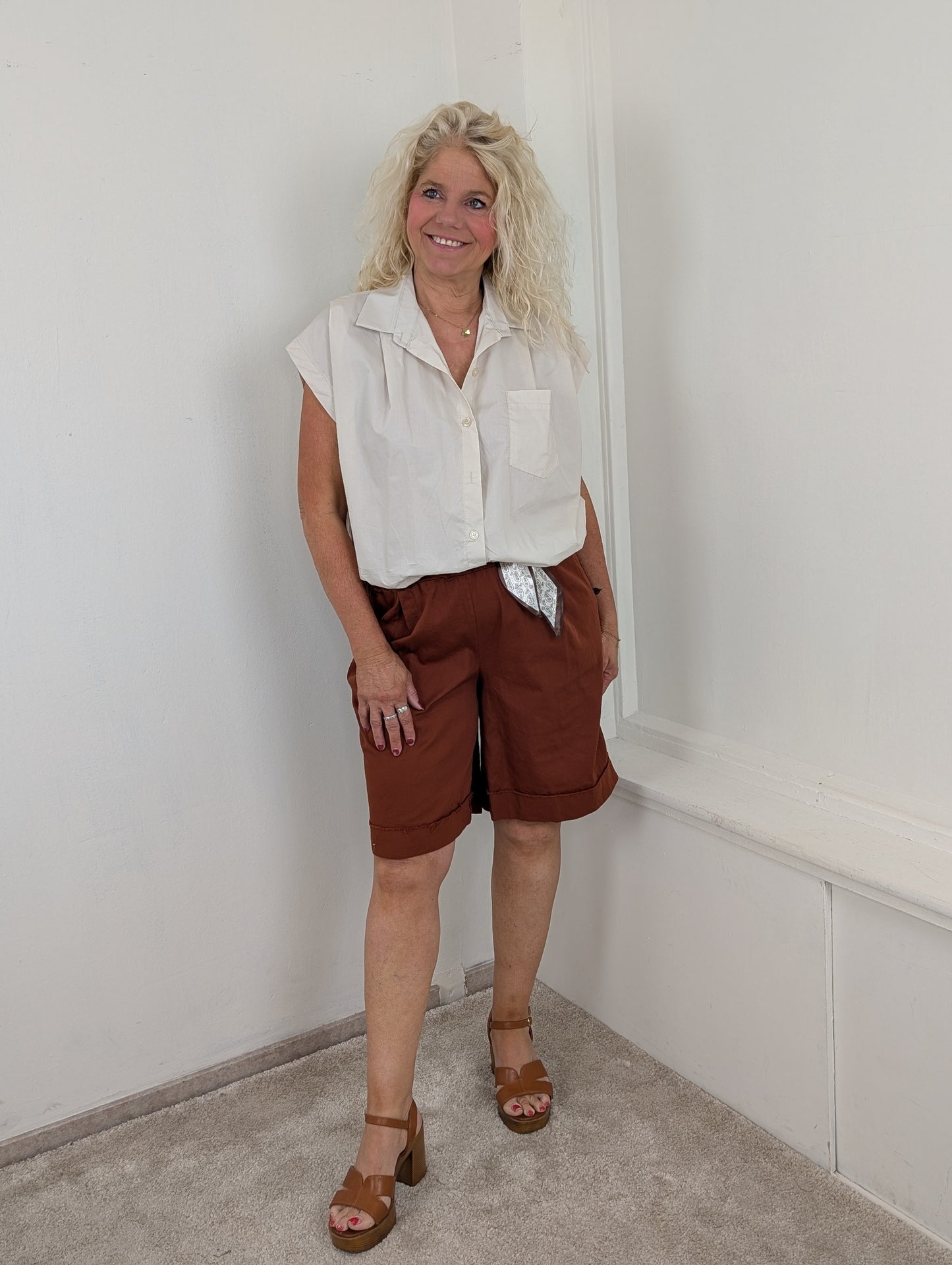 Katoenen blouse Veerle - Beige
