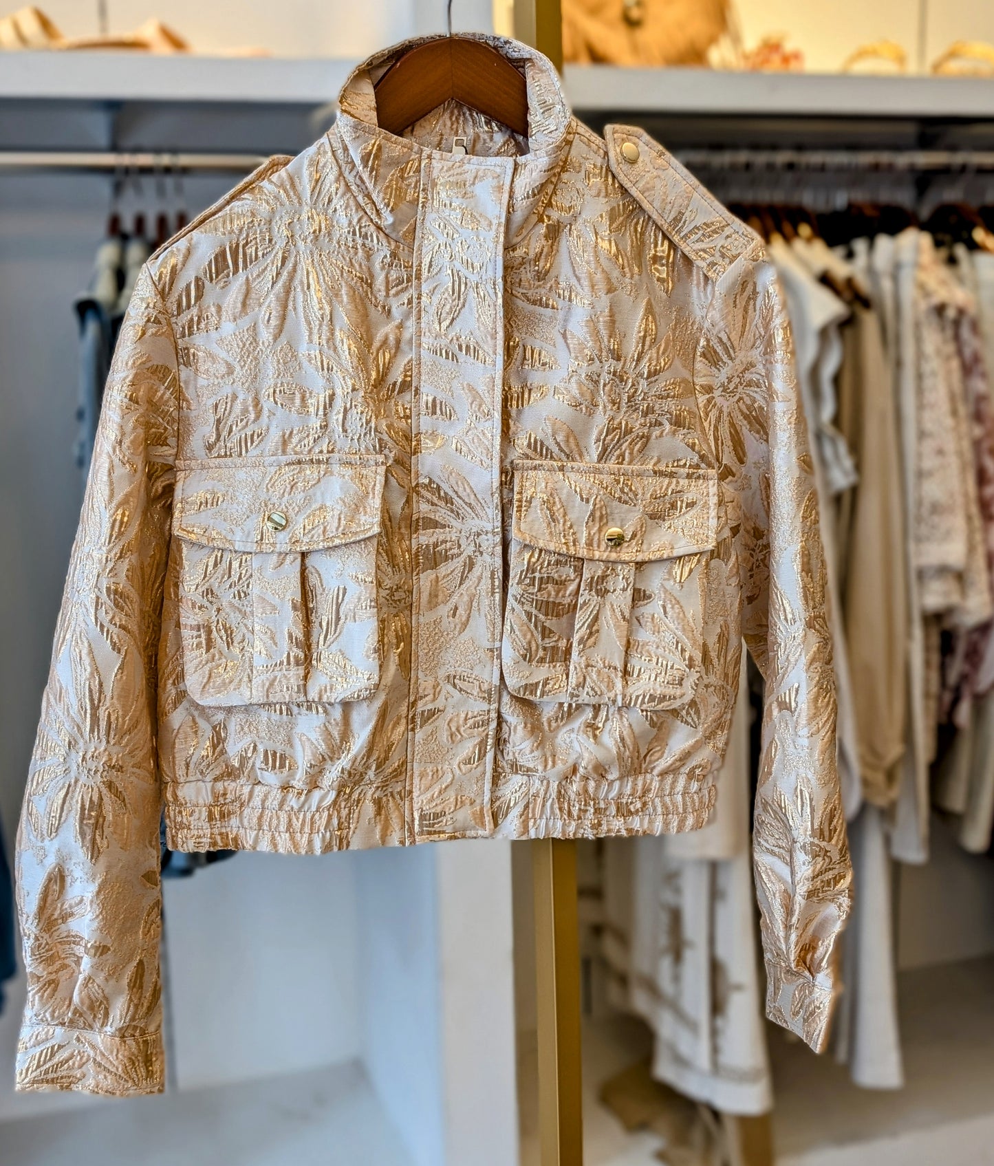 Babs bomber jas - Beige/ goud