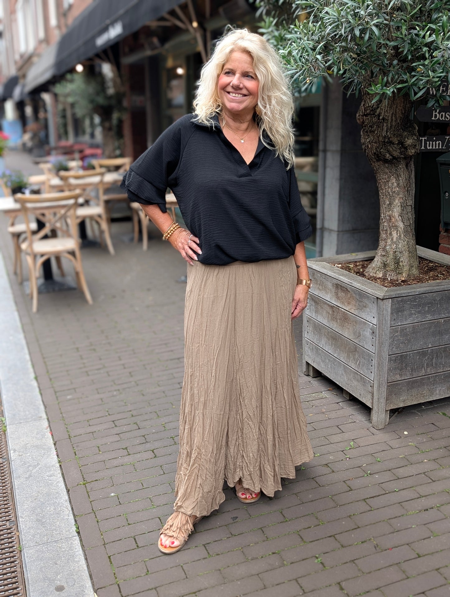 Suzy blouse ruffle - Zwart