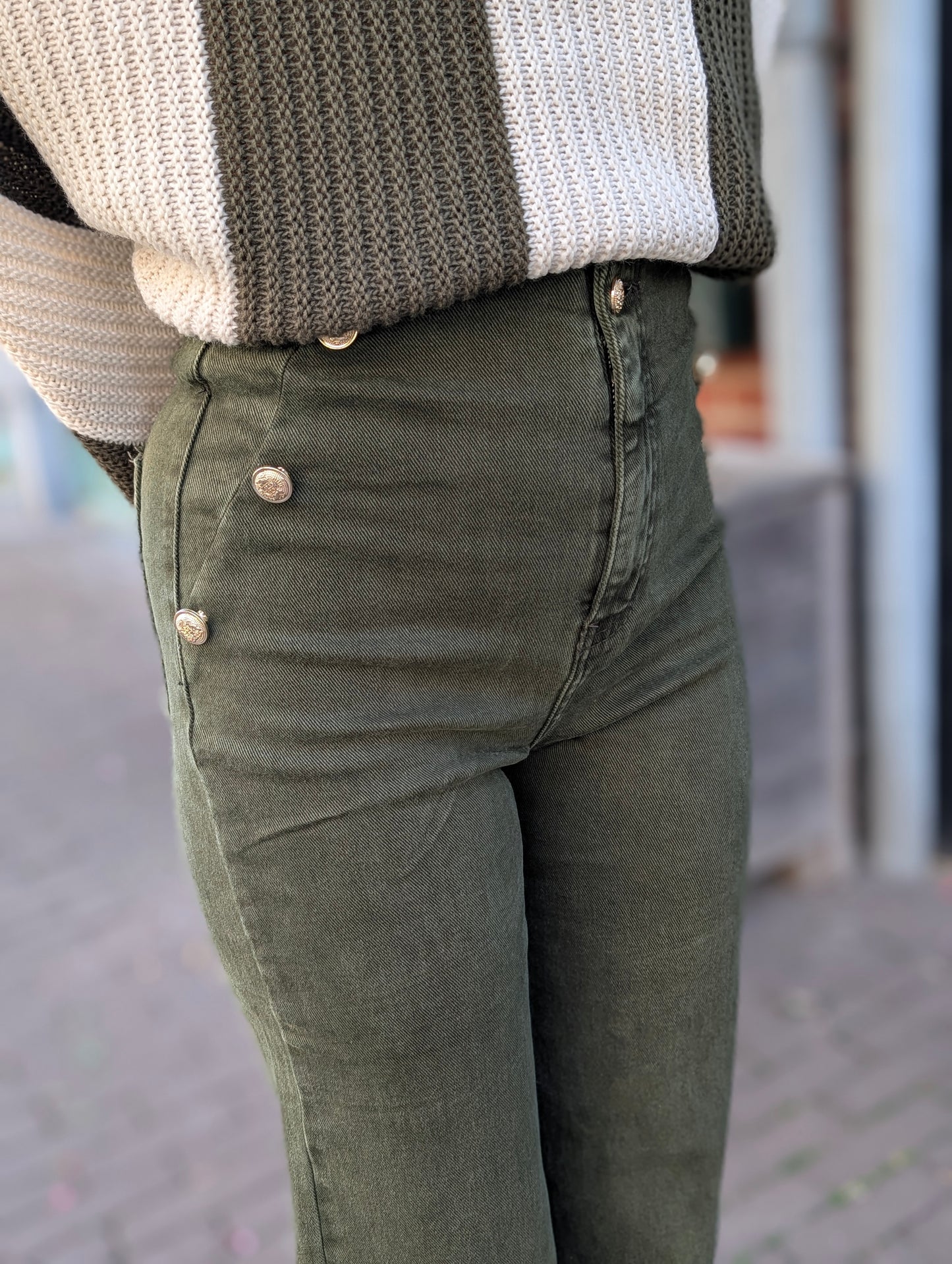 Folyrose wide leg knopen - Groen