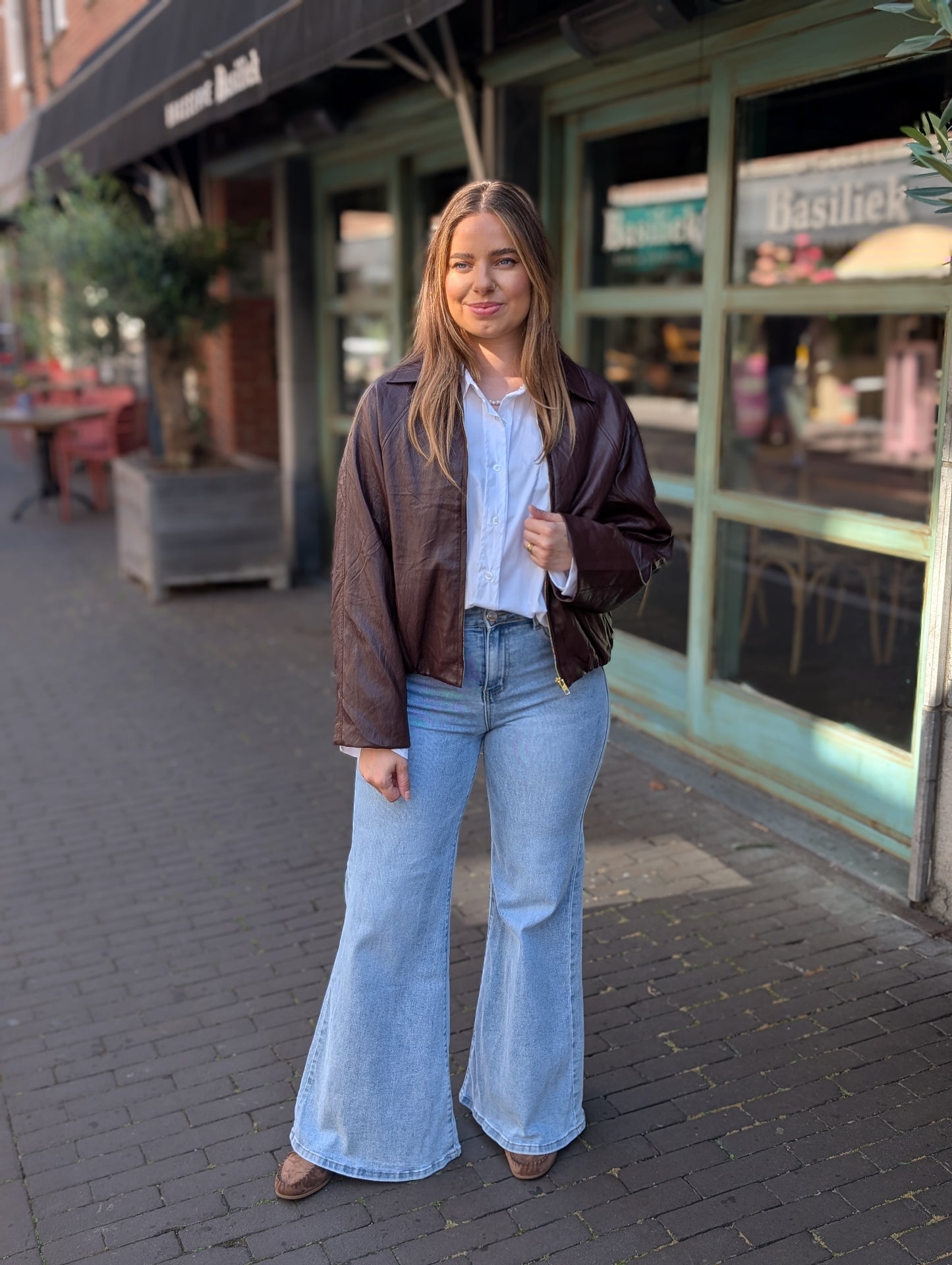Faux leather bomber jasje - Bordeaux