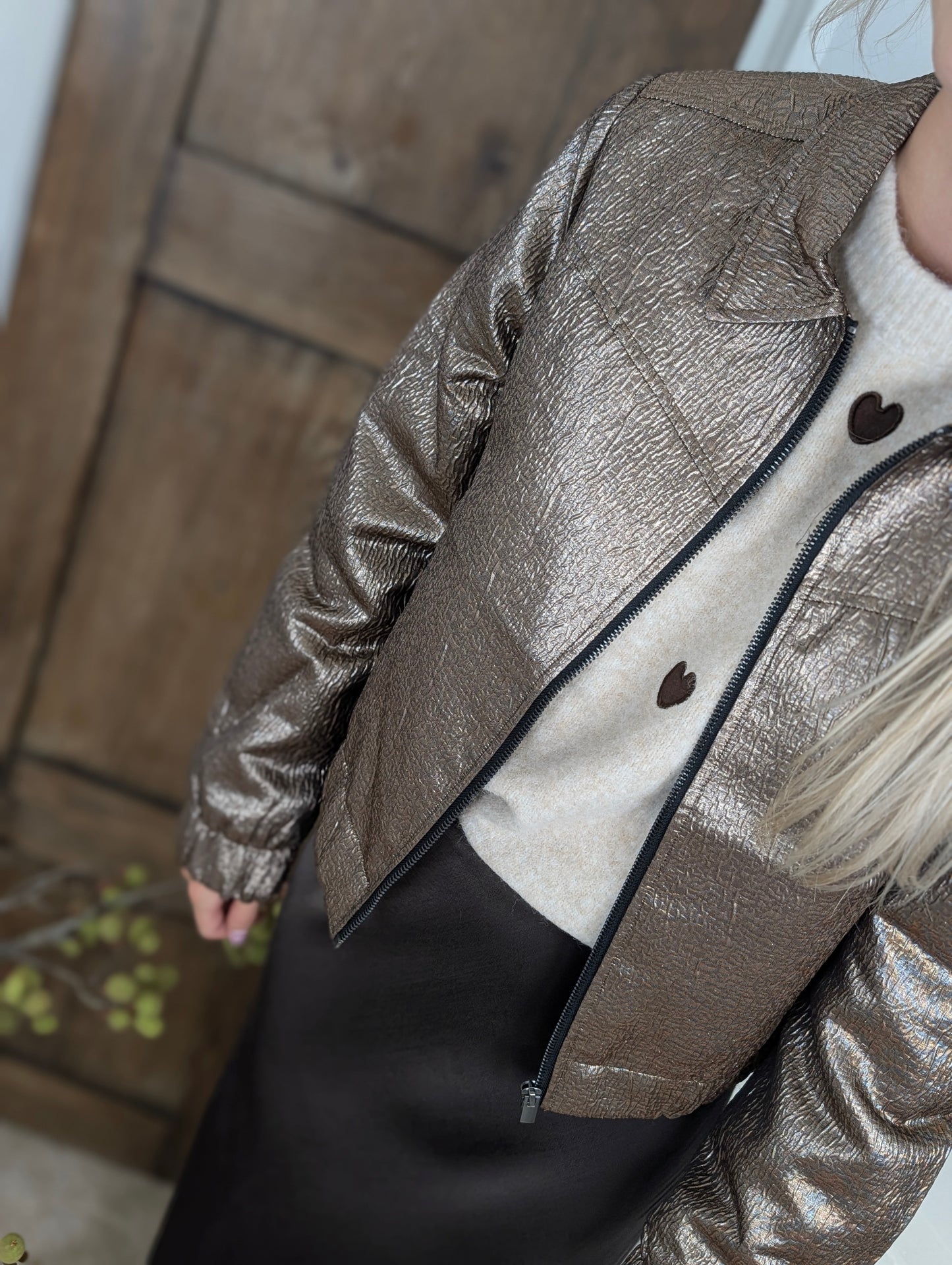 Red Button Bomber Metallic - Coppergold