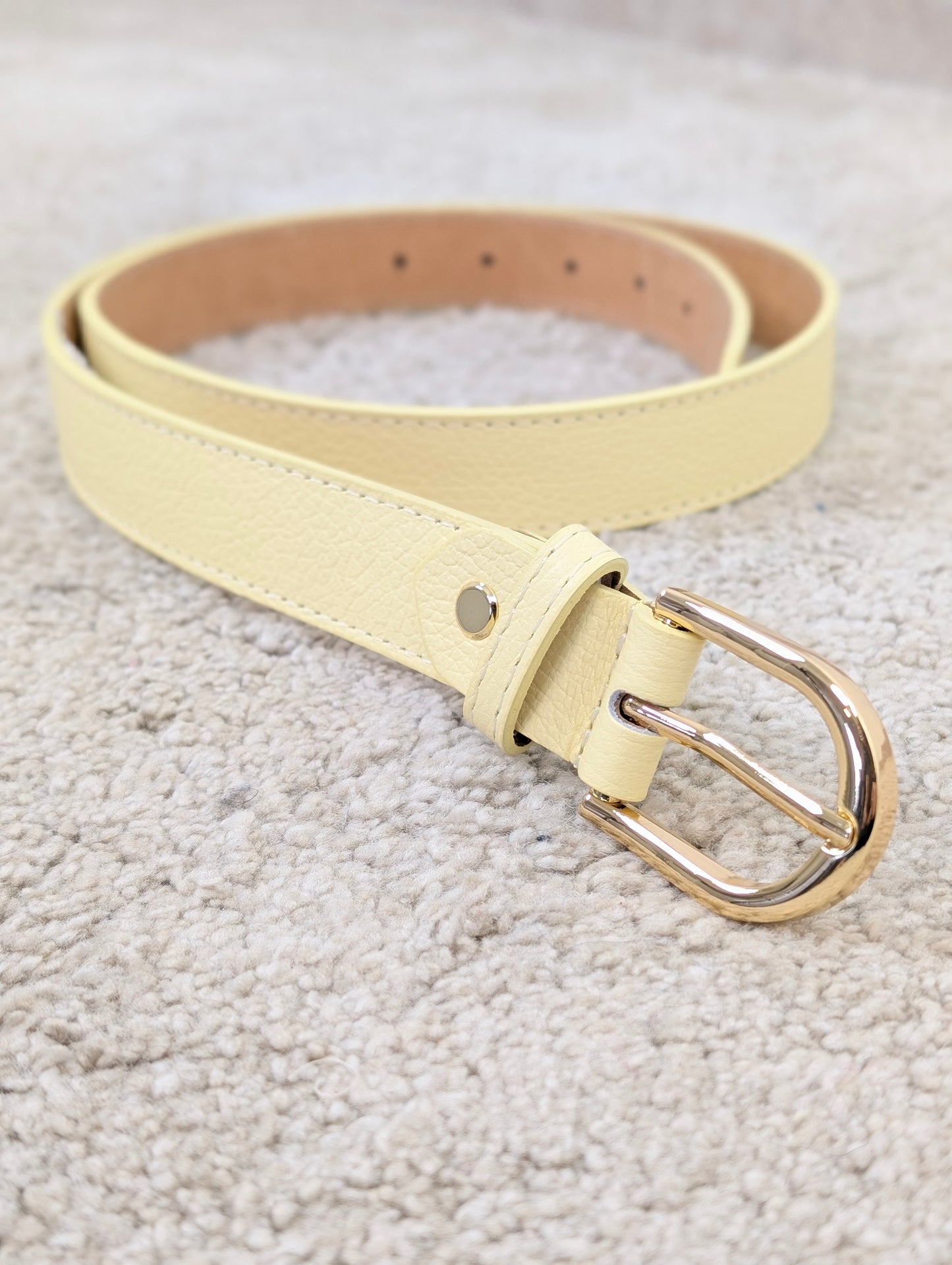 Leren riem gouden gesp - Geel