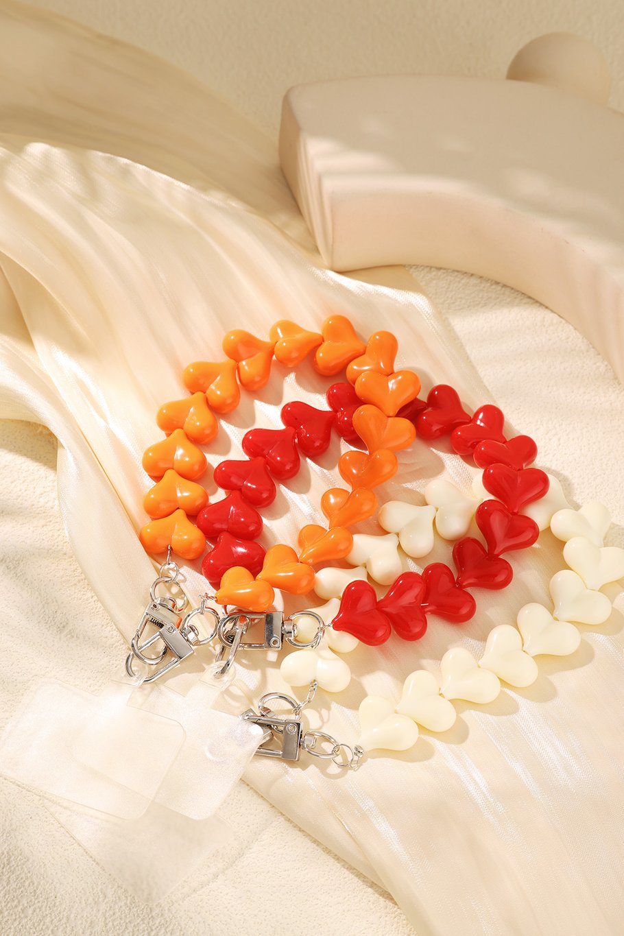 Hartjes sleutel/ telefoon/ tas hanger - Orange
