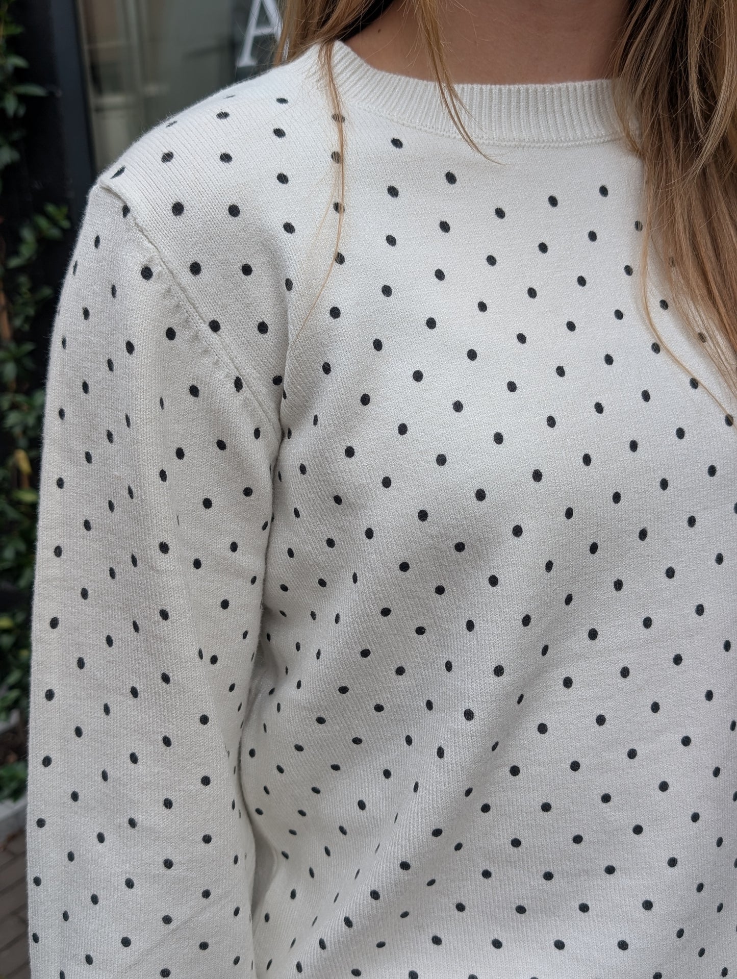 Polka dot trui Mary - Wit/Zwart