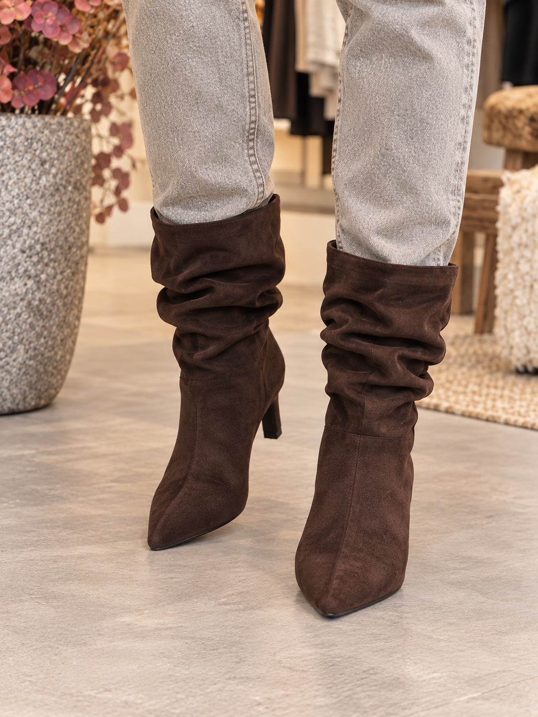 Bruine Suède-Look Slouch Boots