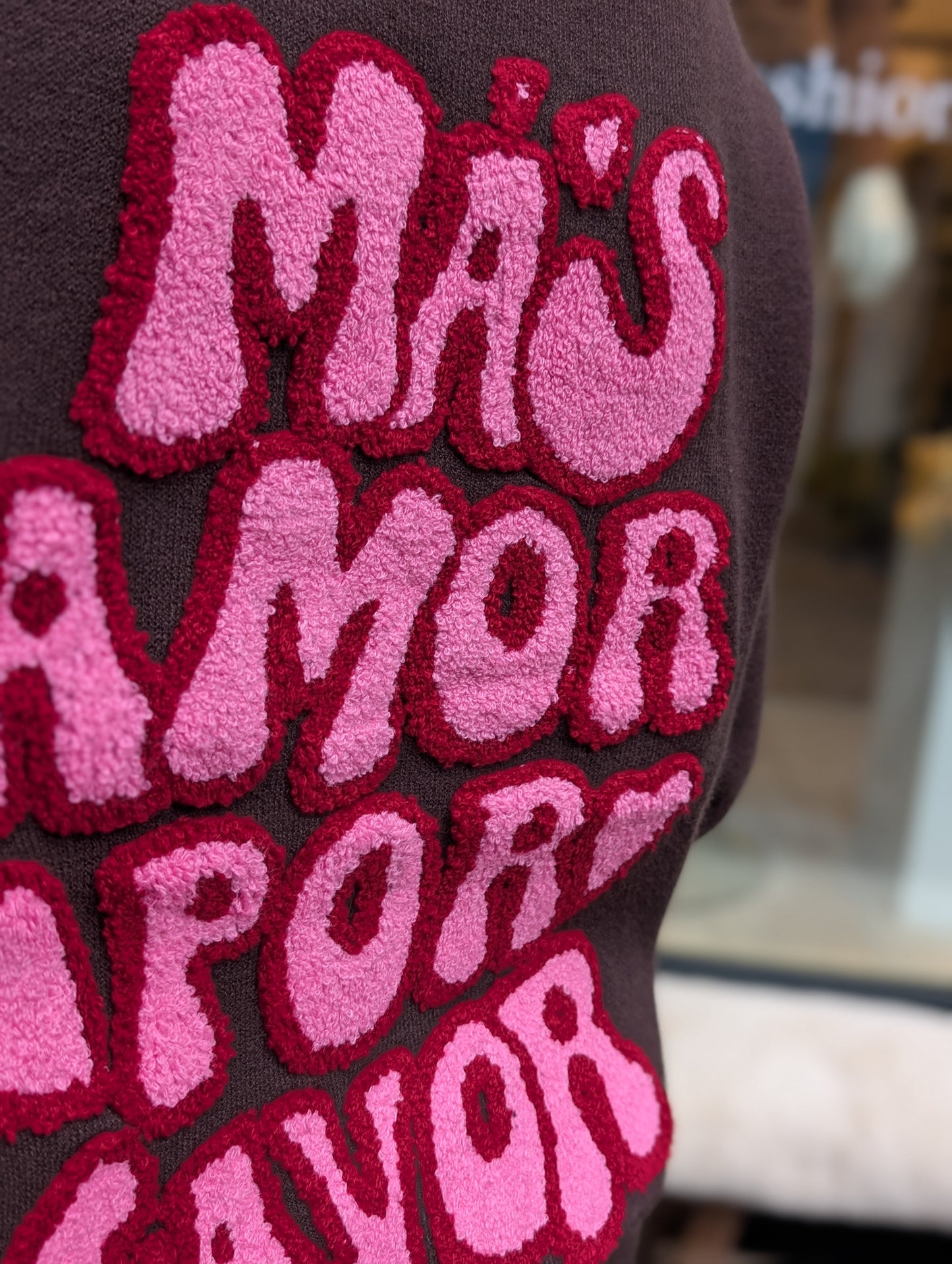 Amor por favor trui - Bruin/Roze