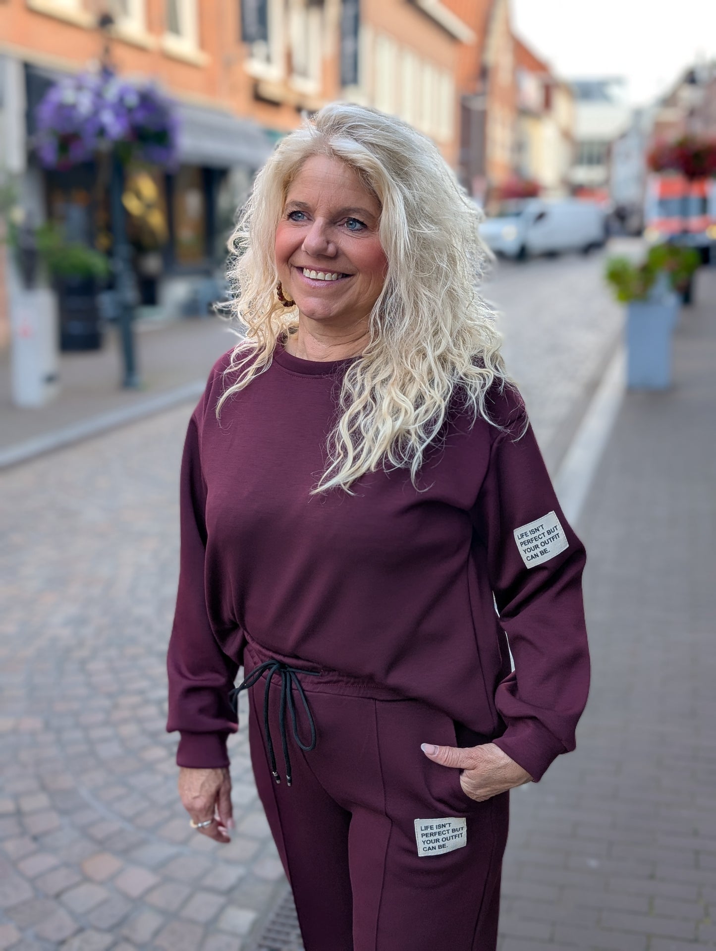 Comfy set 2-delig lange mouwen Claire - Bordeauxrood