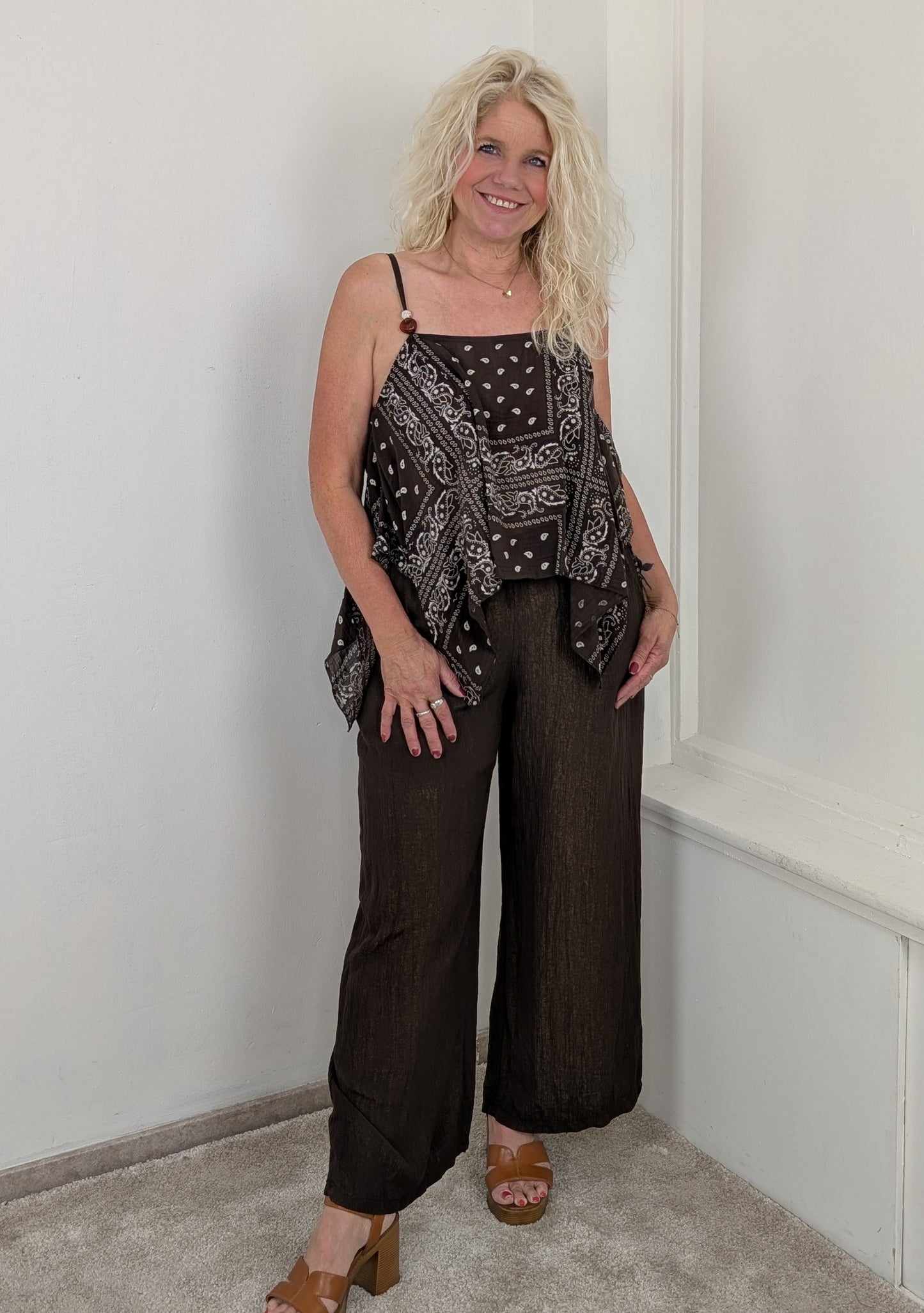Paisley boho top - Bruin
