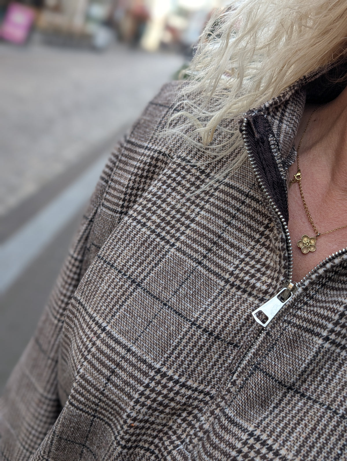 Bolu ruit bomber trui - Taupe / bruin