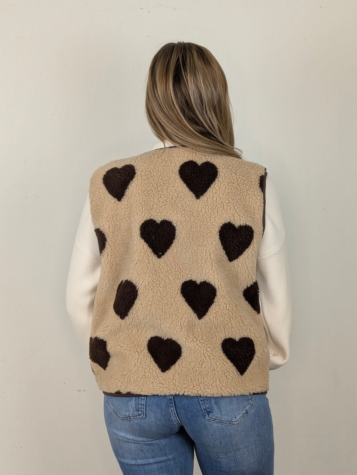 Teddy hartjes gilet Ninthe - Camel/ bruin