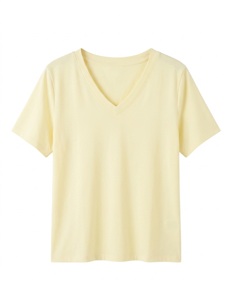 Basis shirt met v-hals - Geel