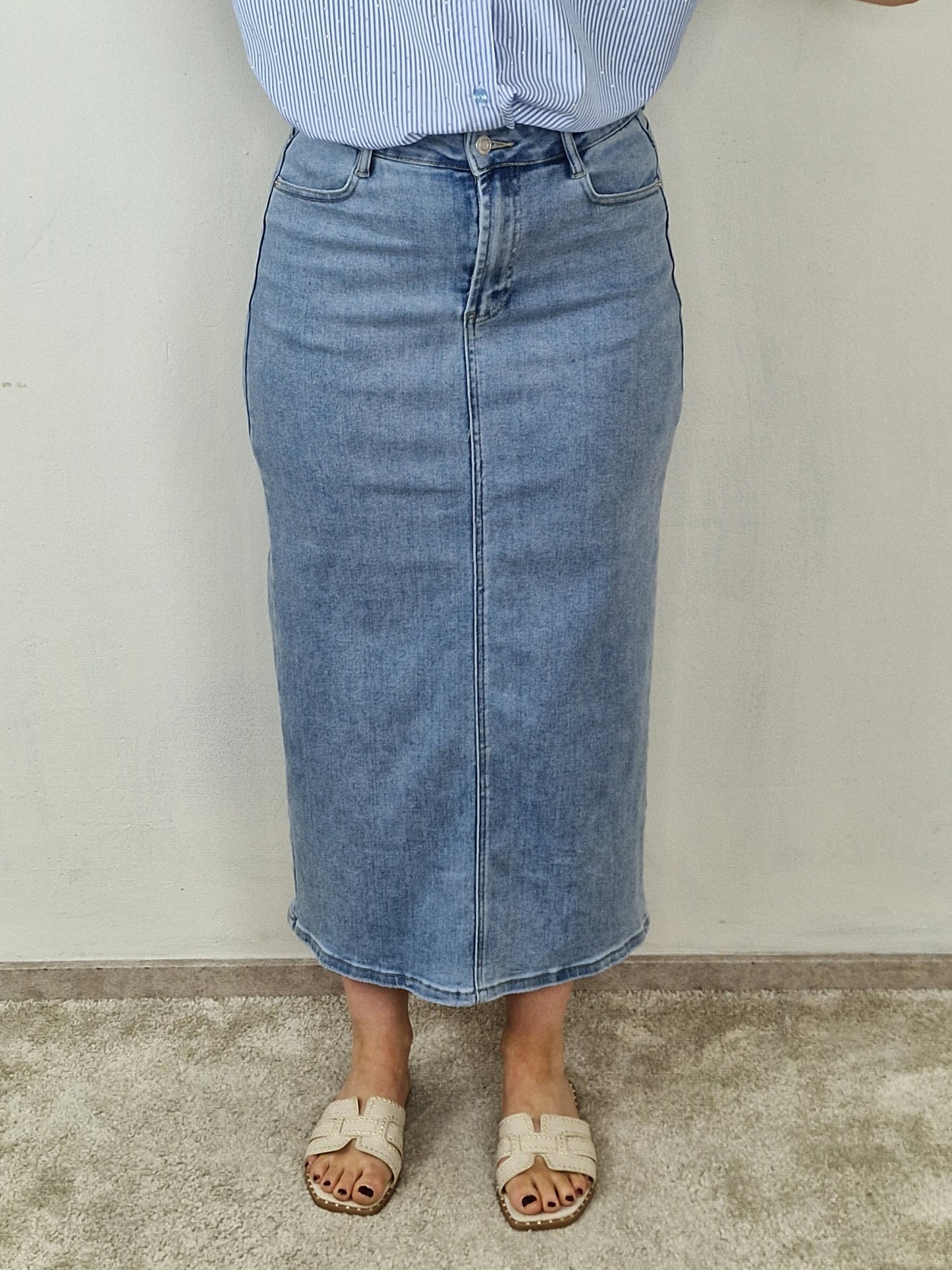 Laulia denim stretch rok Luna - Blauw