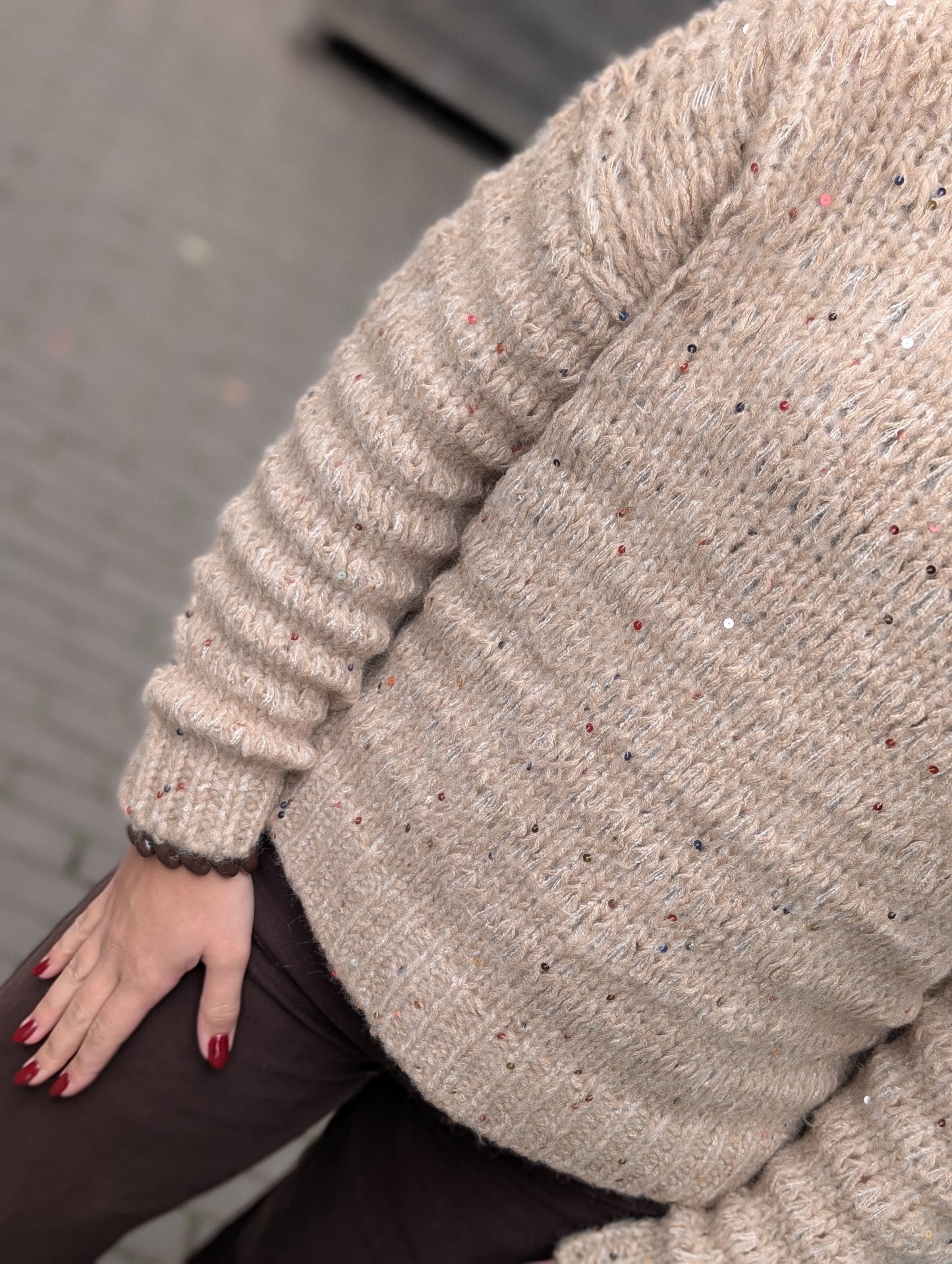Danny trui met glitter - Camel