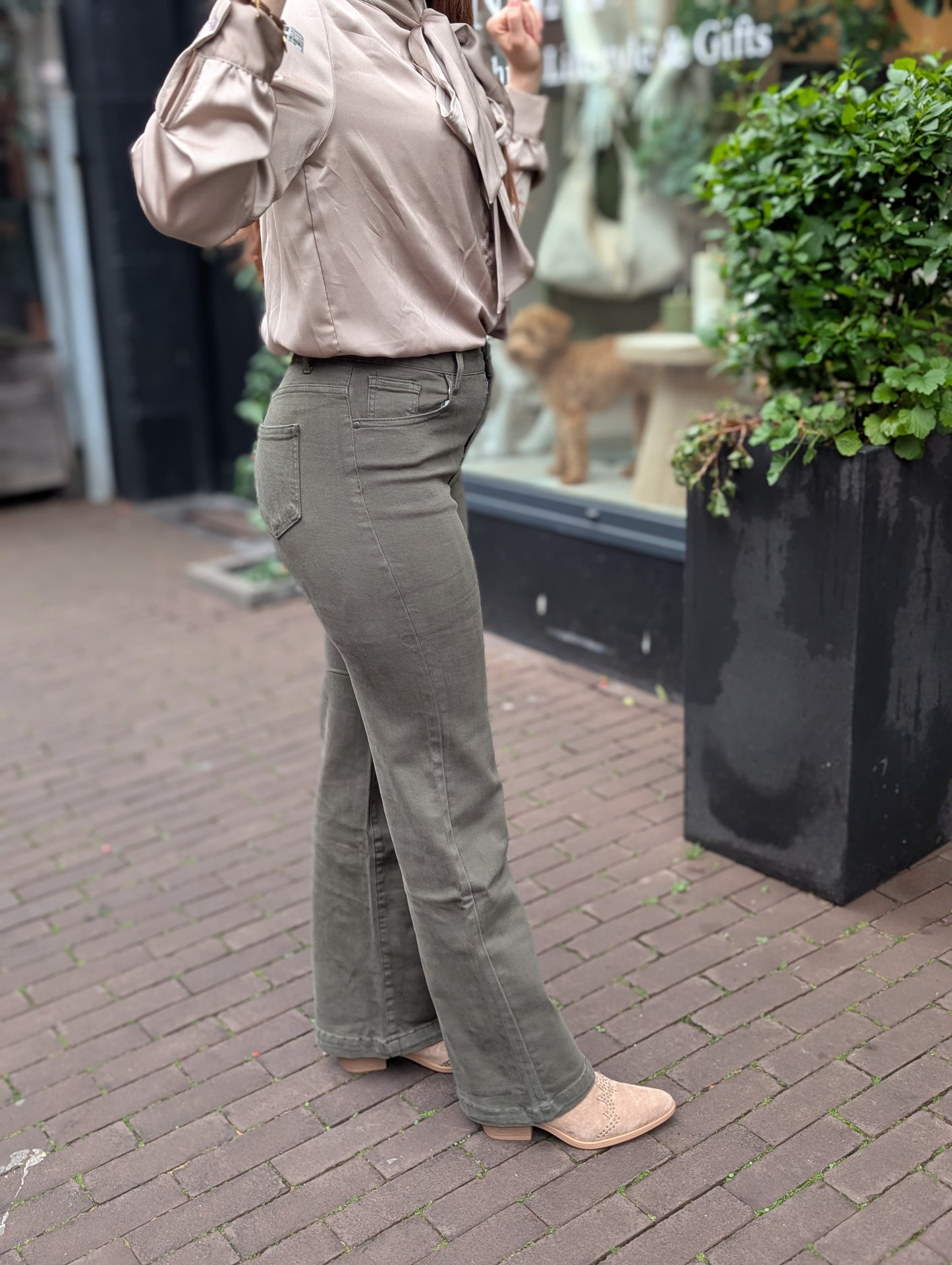 Wide Leg denim Amelia - Groen