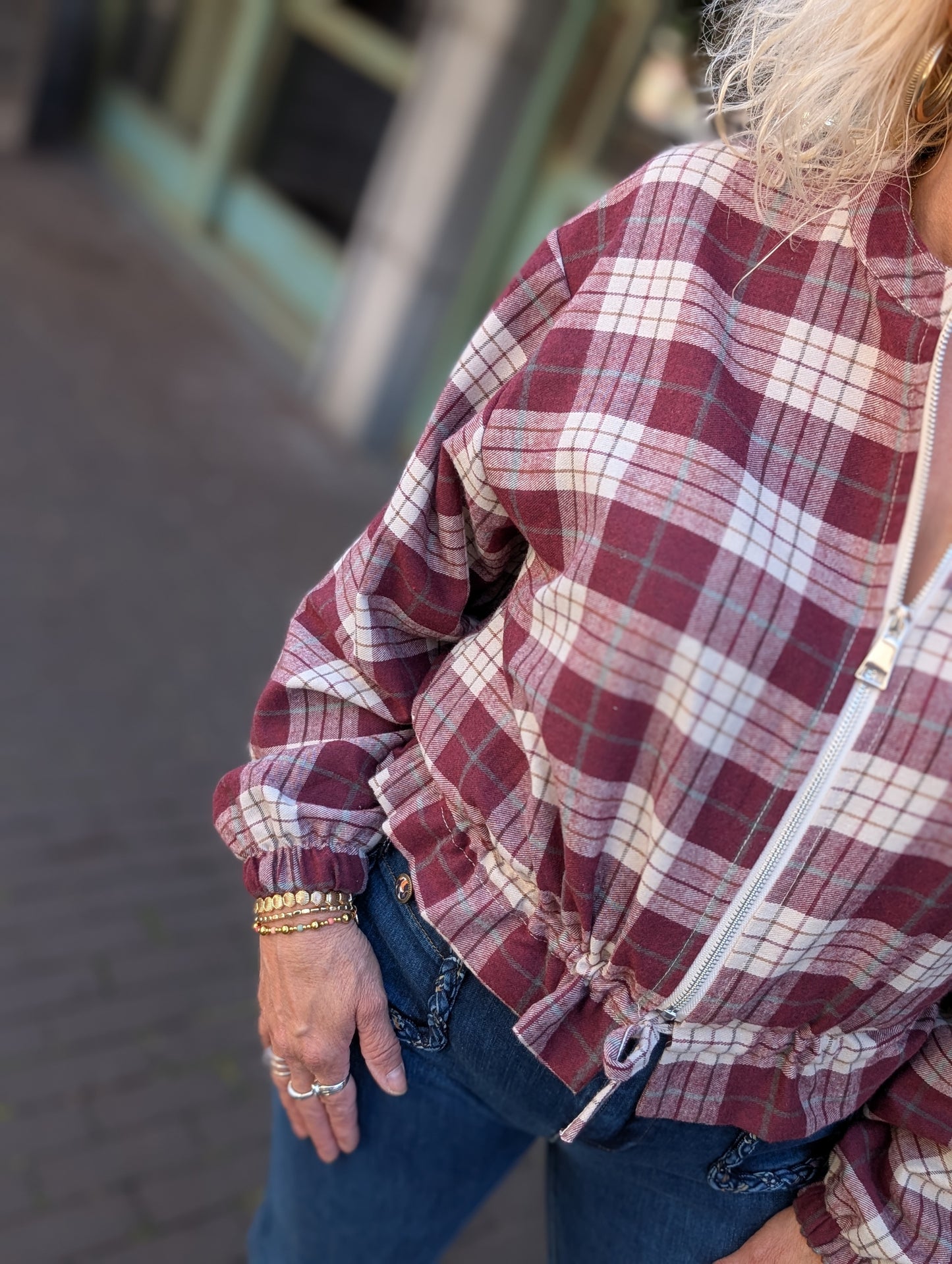 Blouse vest geruit - Bordeaux