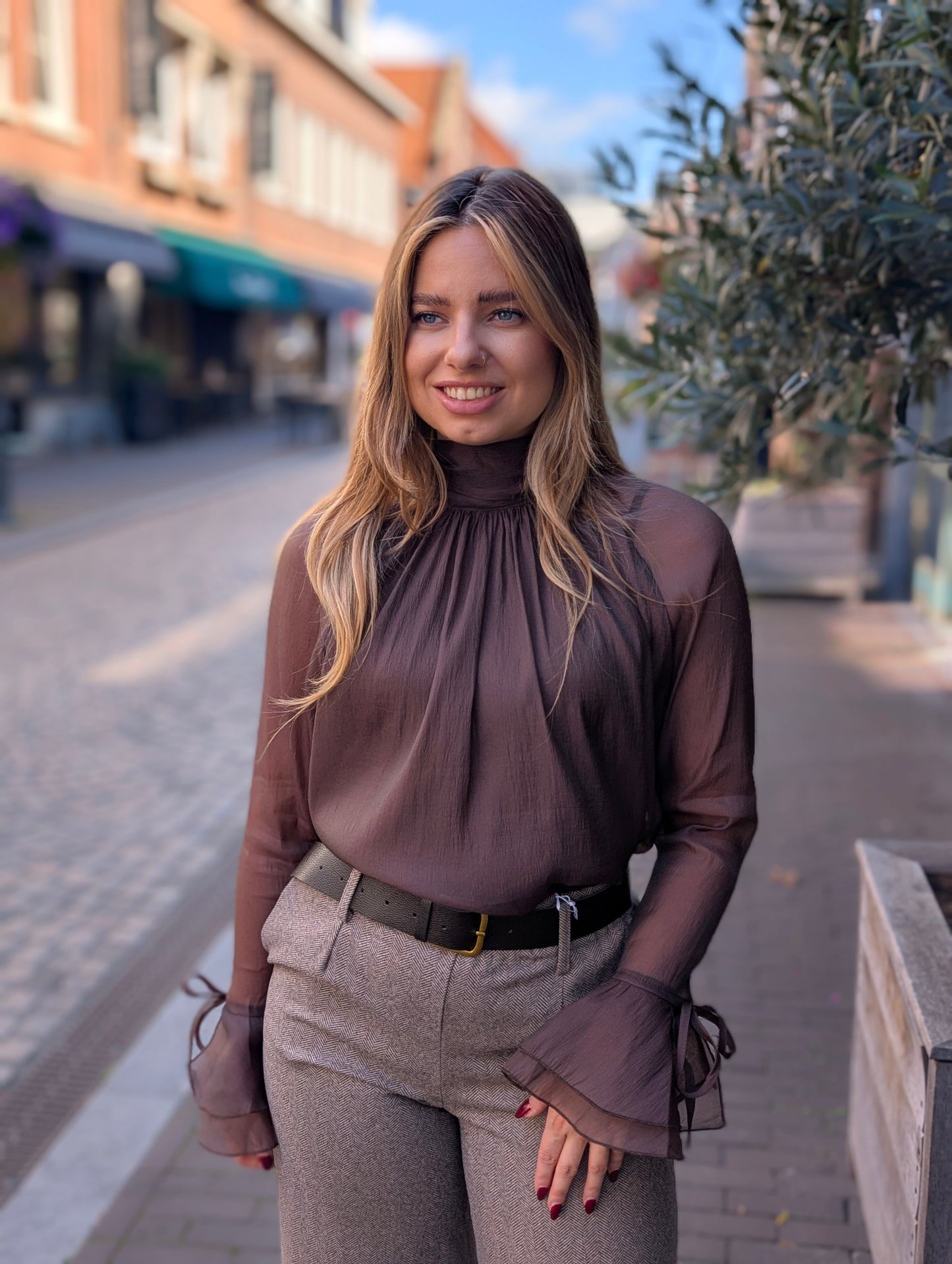 Blouse Rianne - Bruin/Rood