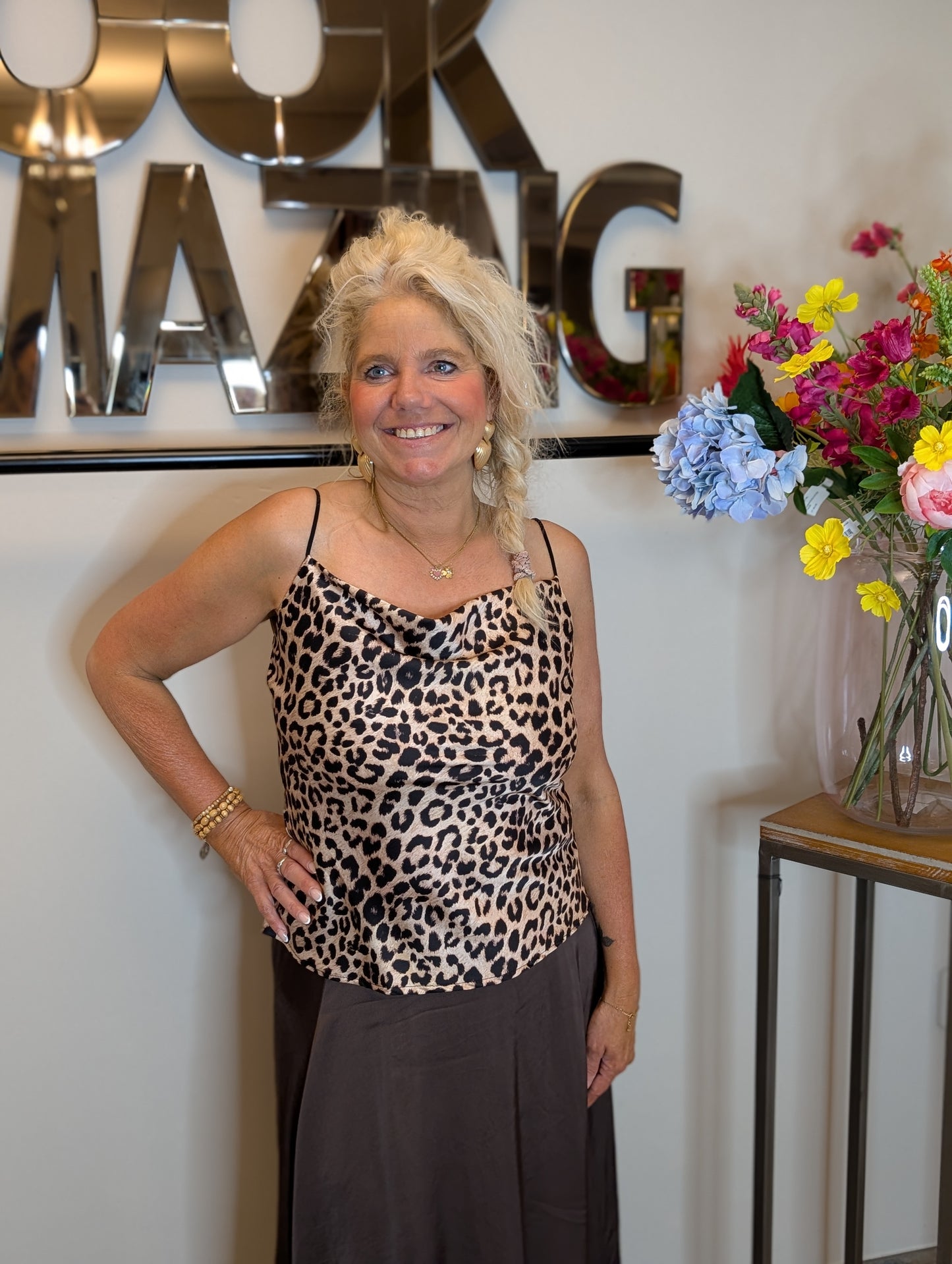 Loli waterval silk top - Leopard