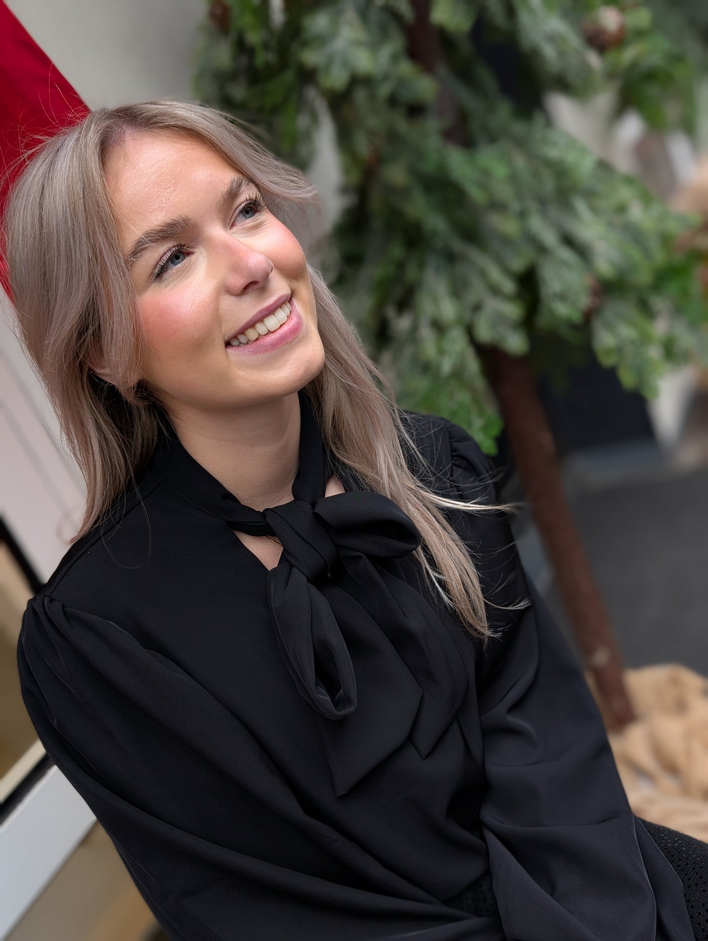 Amey strik blouse - Zwart