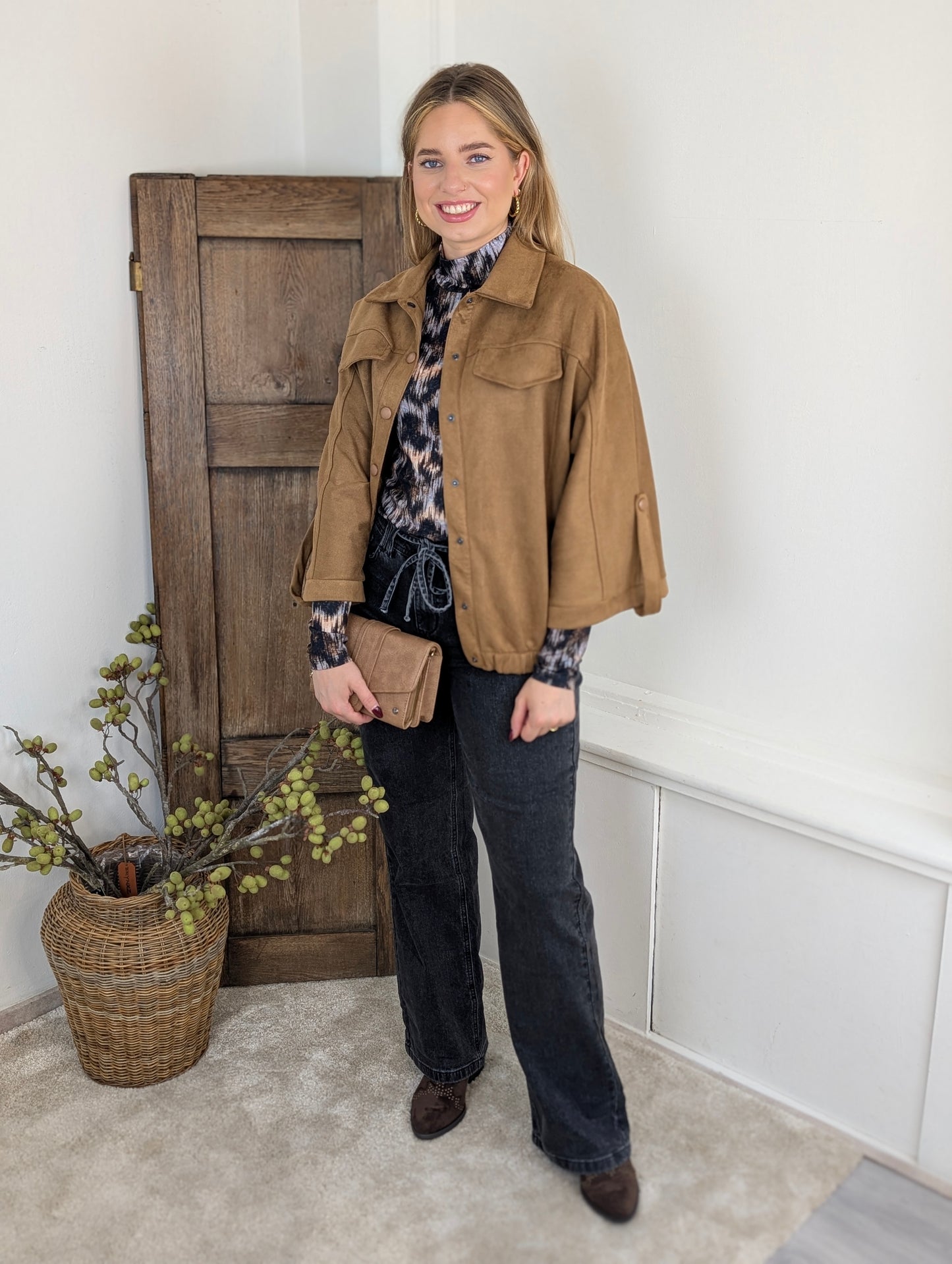Suede jasje Rachelle - Cognac