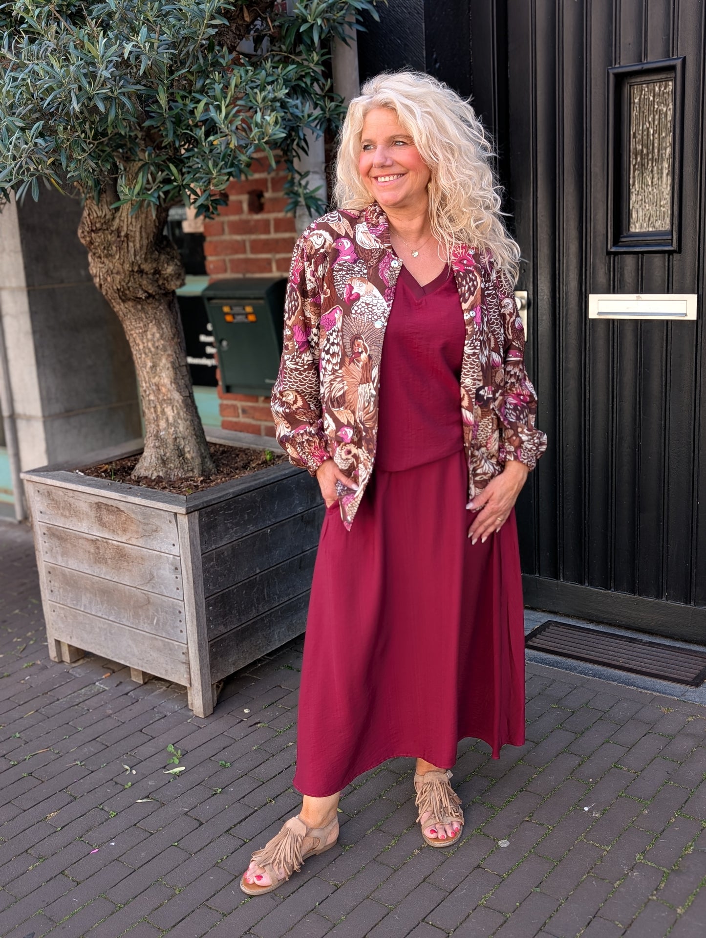 Olivia rok met zakken - Bordeaux rood
