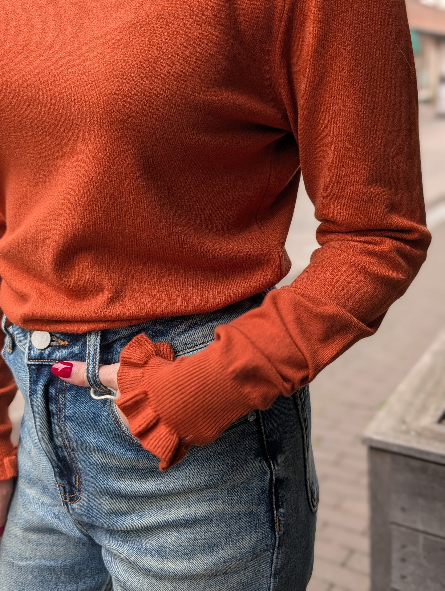 Maaike ruffle coltrui - Terracotta