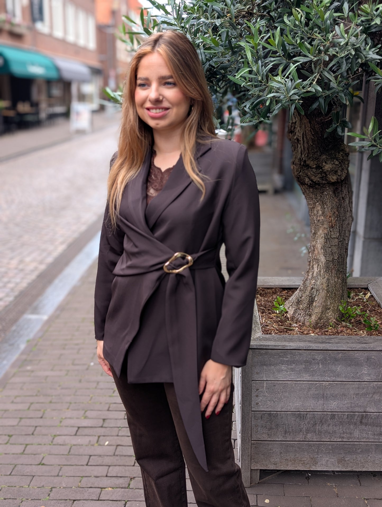 Overslag blazer Yara - Donkerbruin
