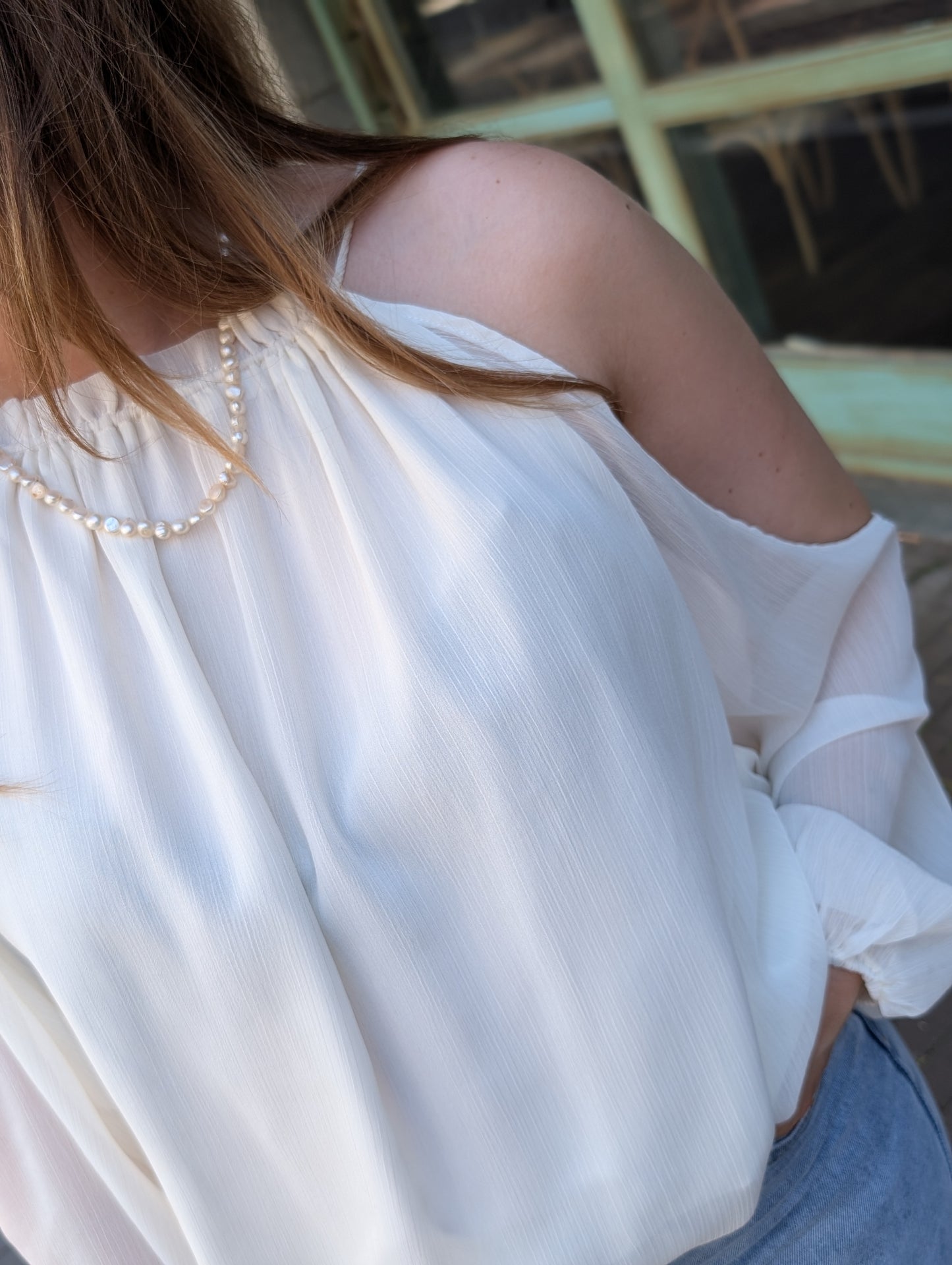Open shoulder blouse Fay - Ecru