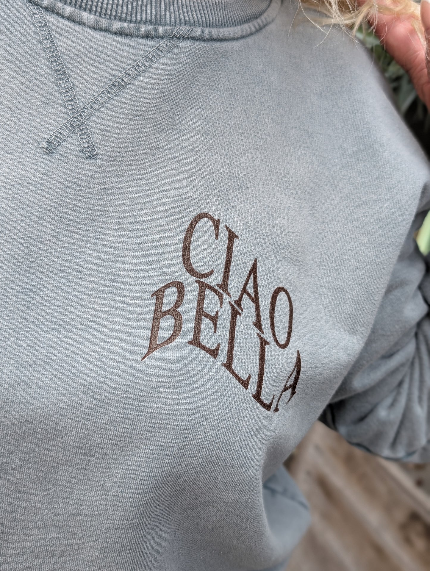 Ciao Bella Sweater - Washed Grey/Pink