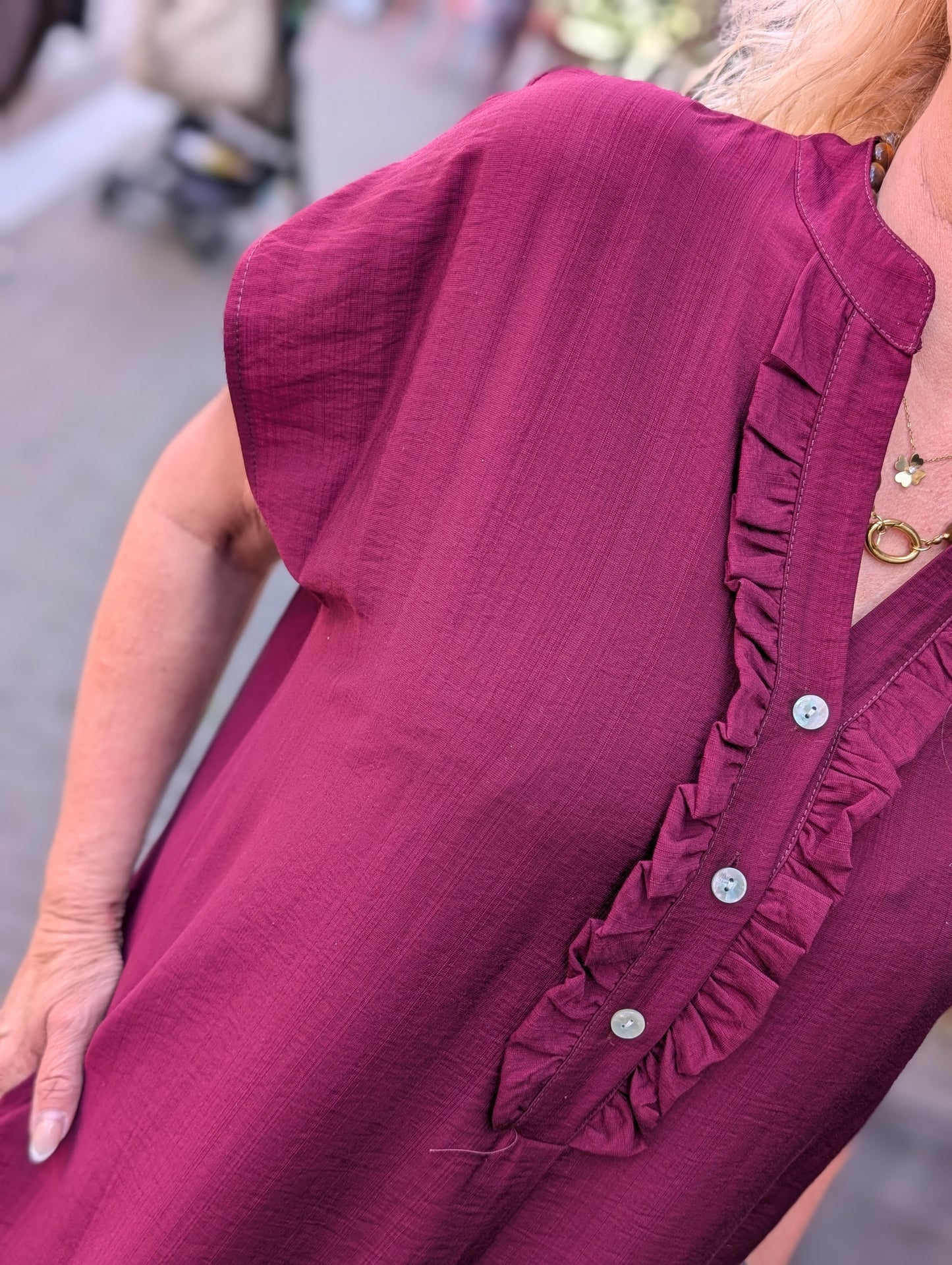 Viscose jurk met zakken Madelief - Bordeauxrood