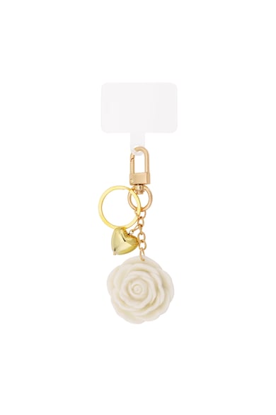 Roos sleutelhanger - Creme/ goud kleur