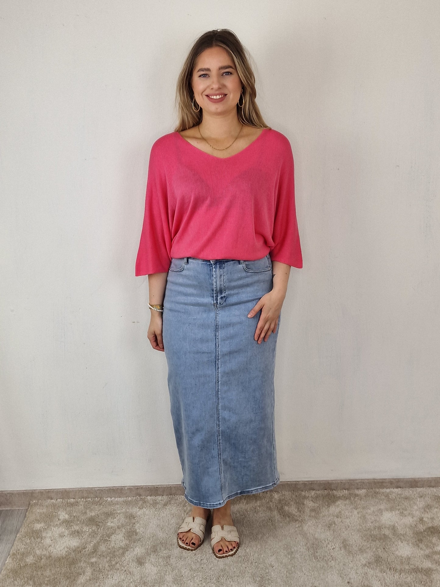 Sierra shirt v-hals - Koraal roze