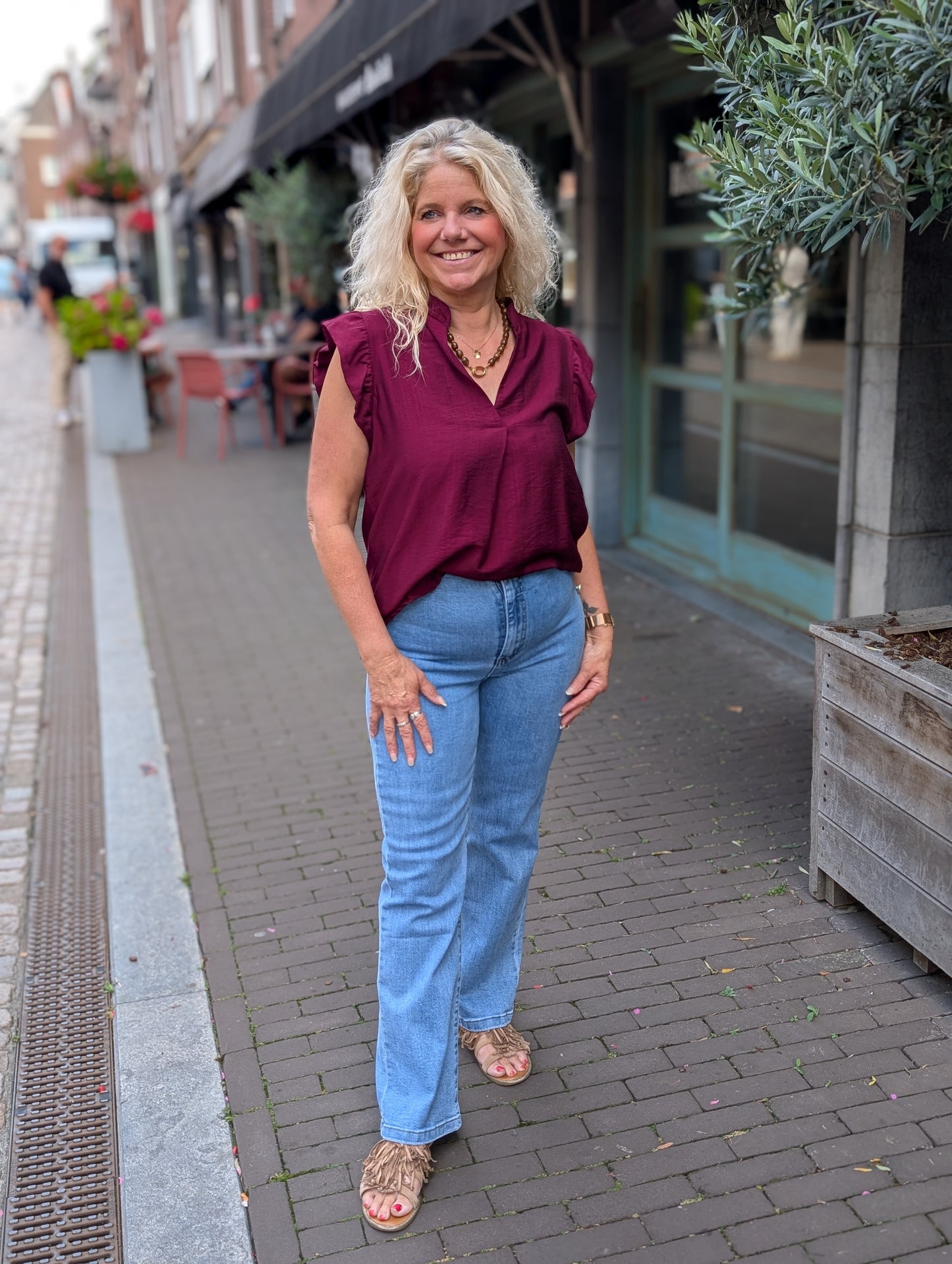 Ruffle top Deem - Bordeaux