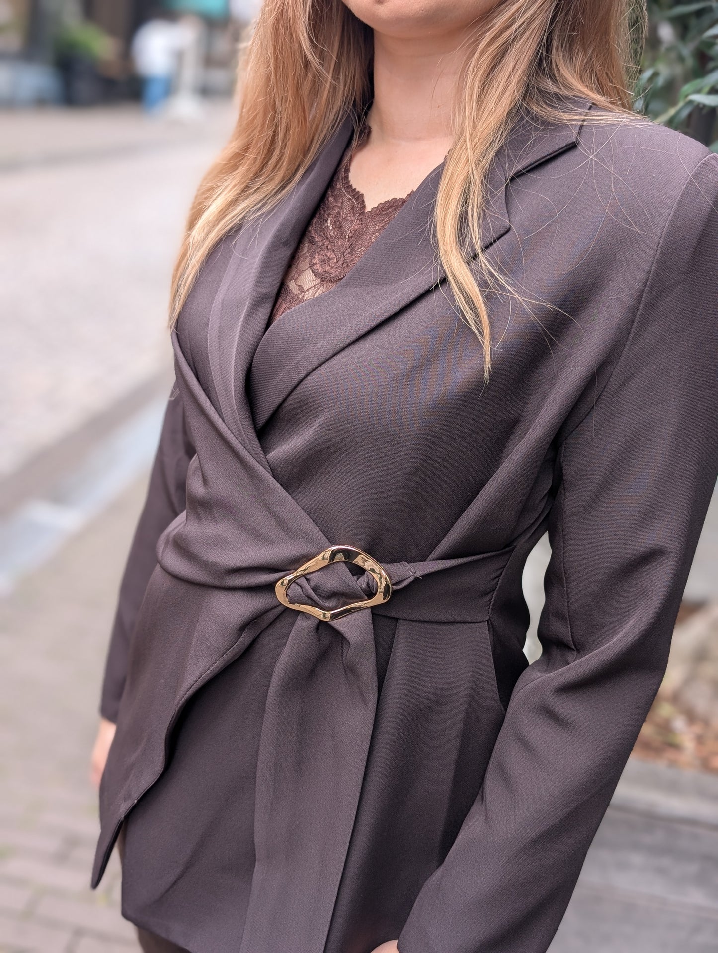 Overslag blazer Yara - Donkerbruin