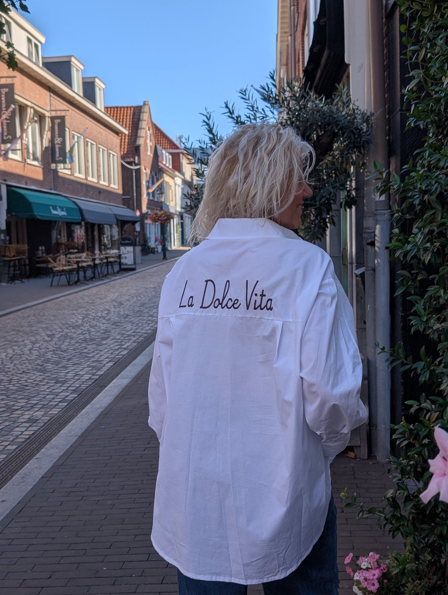 La Dolce vita blouse - Wit / bruin