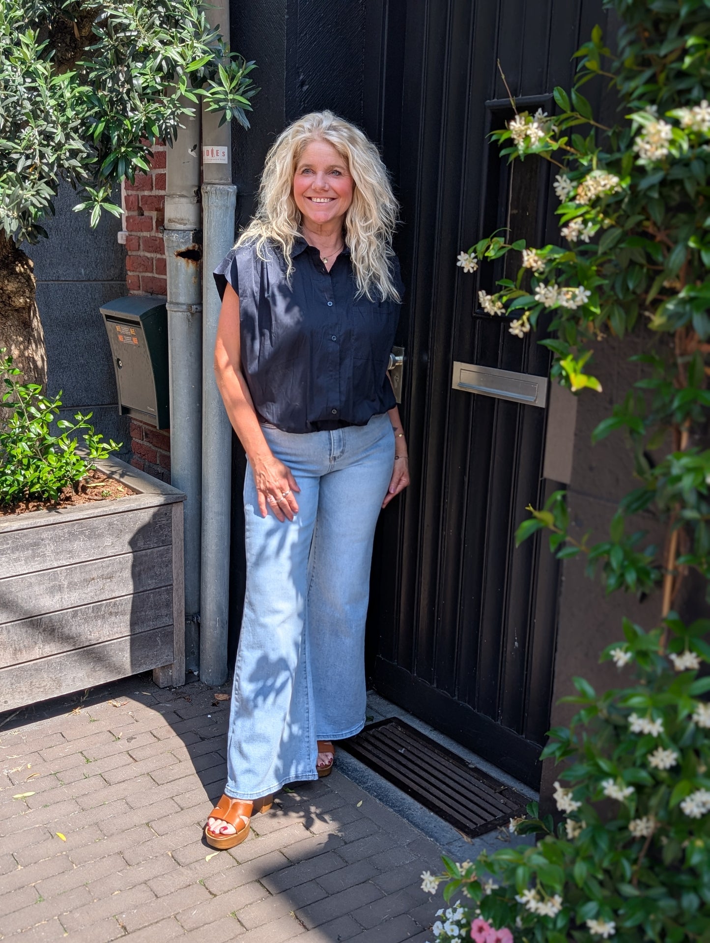 Katoenen blouse Veerle - Donkerblauw