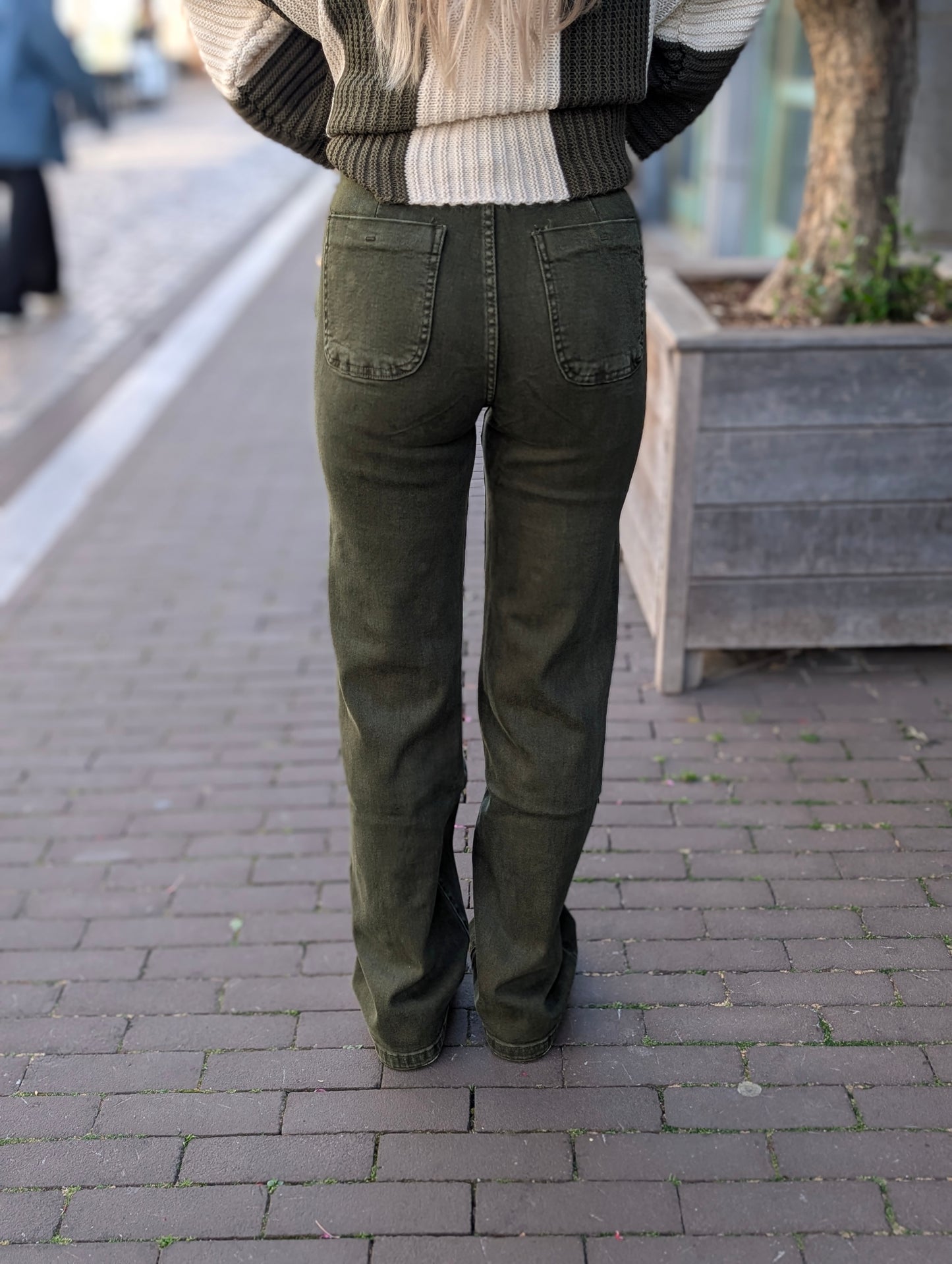 Folyrose wide leg knopen - Groen