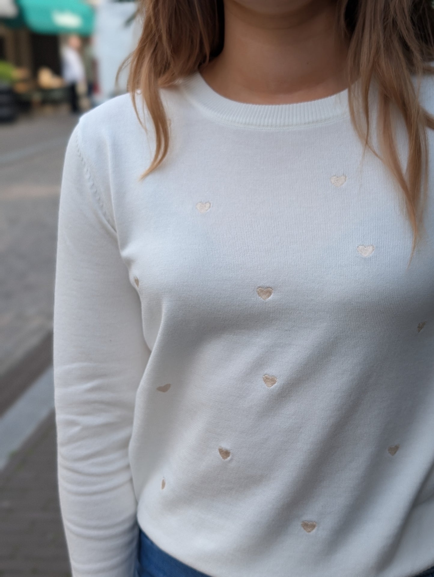 Nina trui met gouden hartjes - Off White