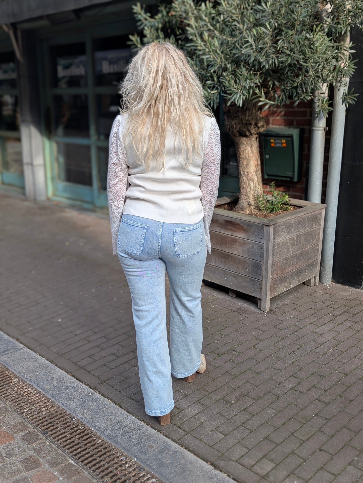 Wide leg jeans washed Renske - Blauw