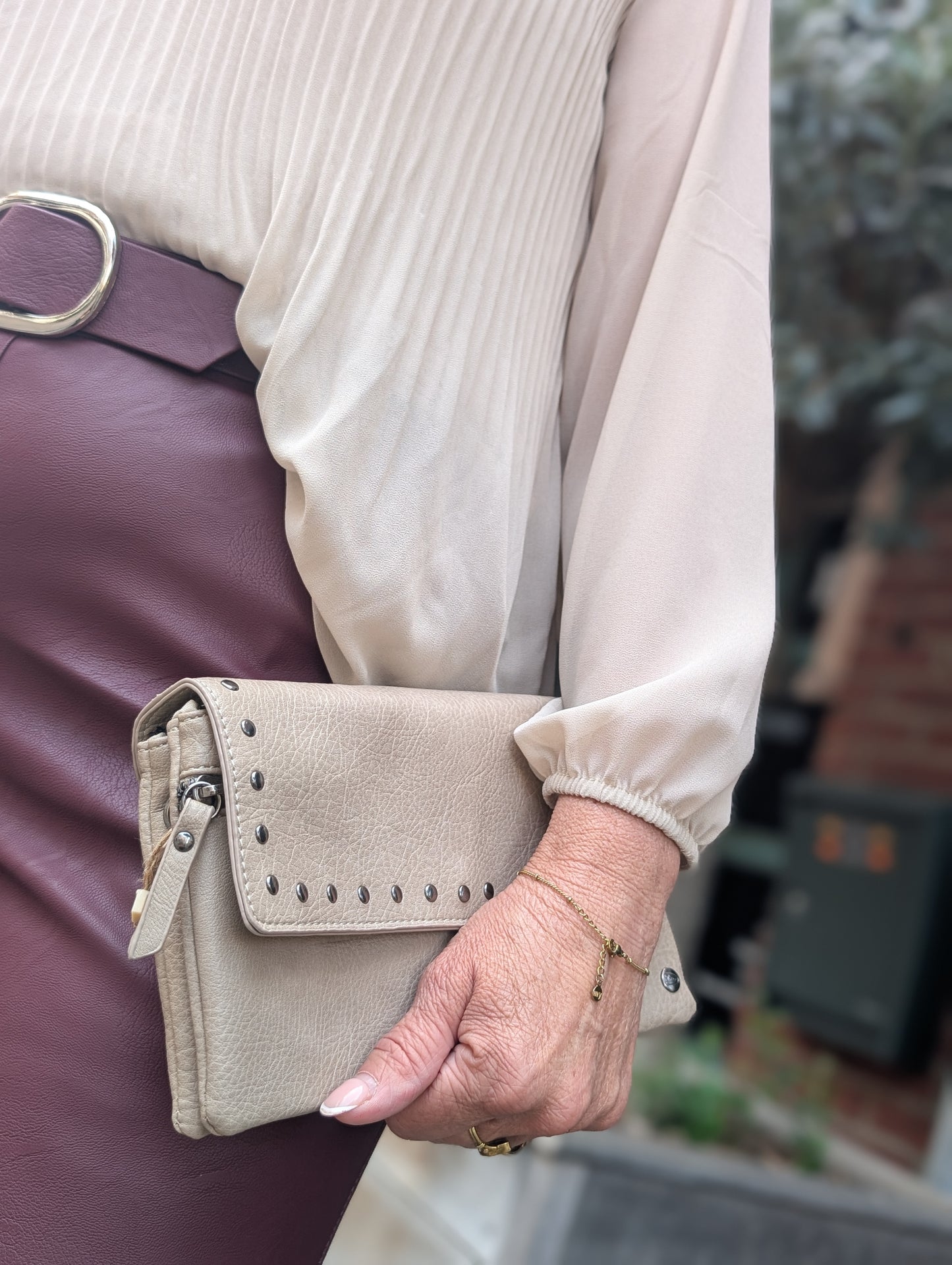 Plisse blouse Amanda - Beige