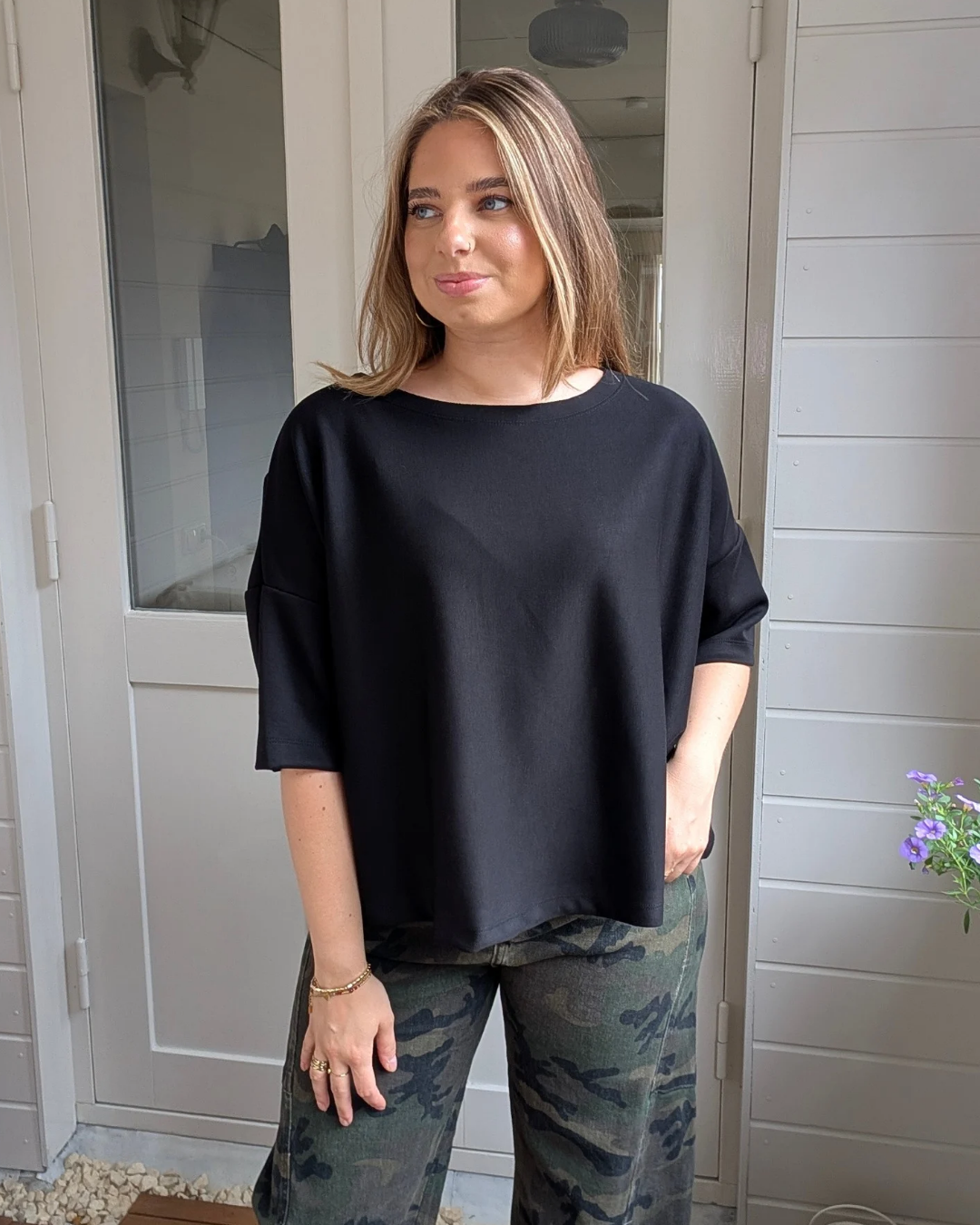 Oversized shirt Evy - Zwart