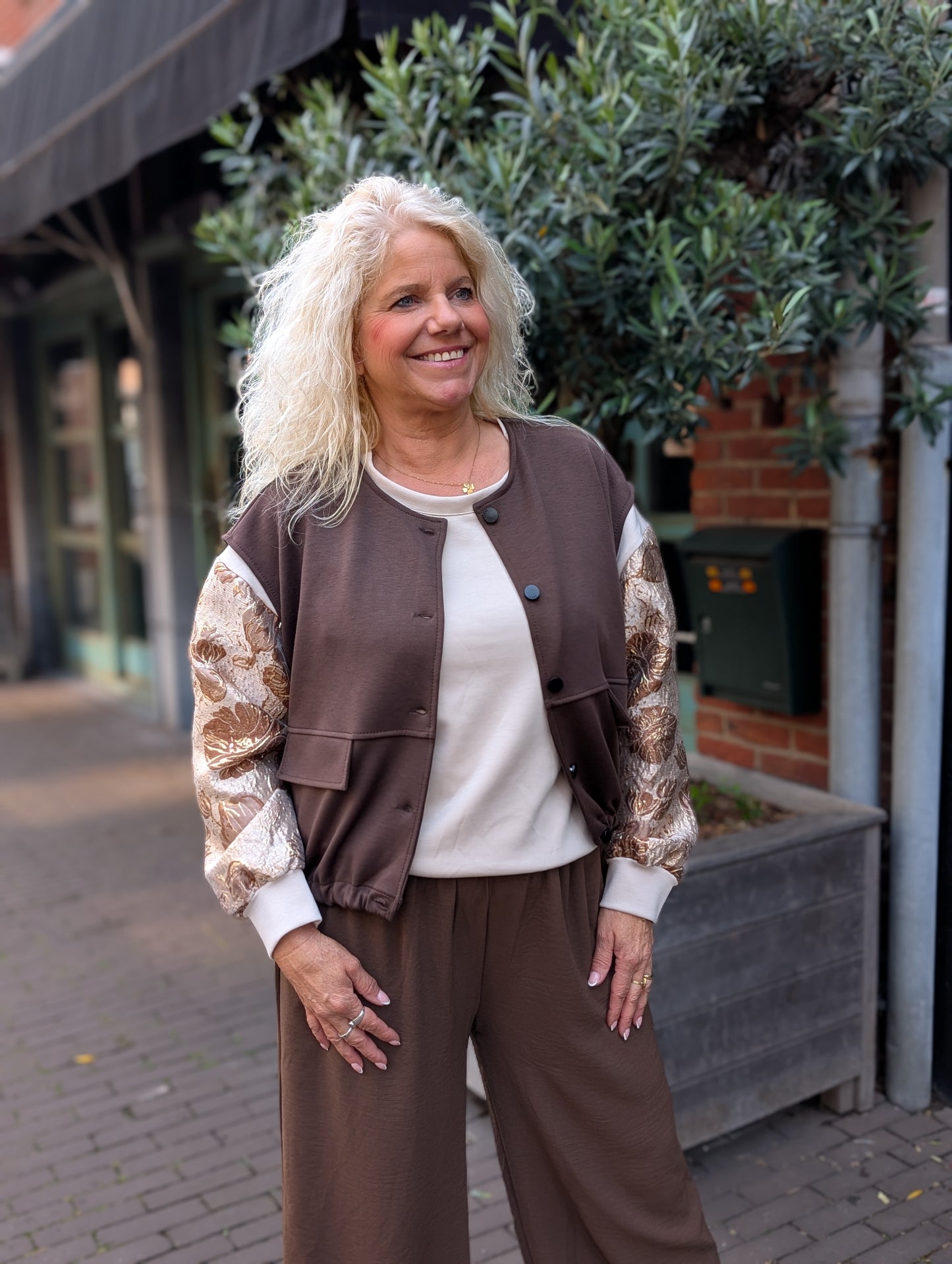Fay knoopjes gilet - Bruin