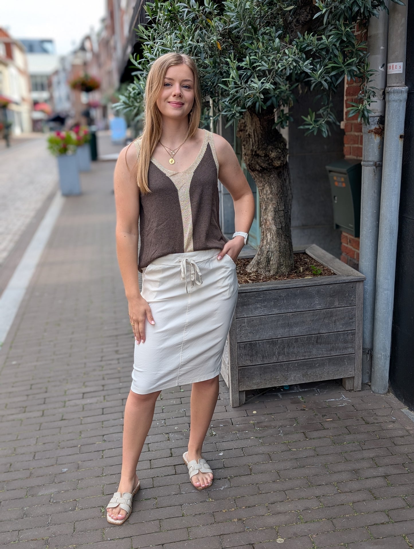 Marian stretch rok - Creme