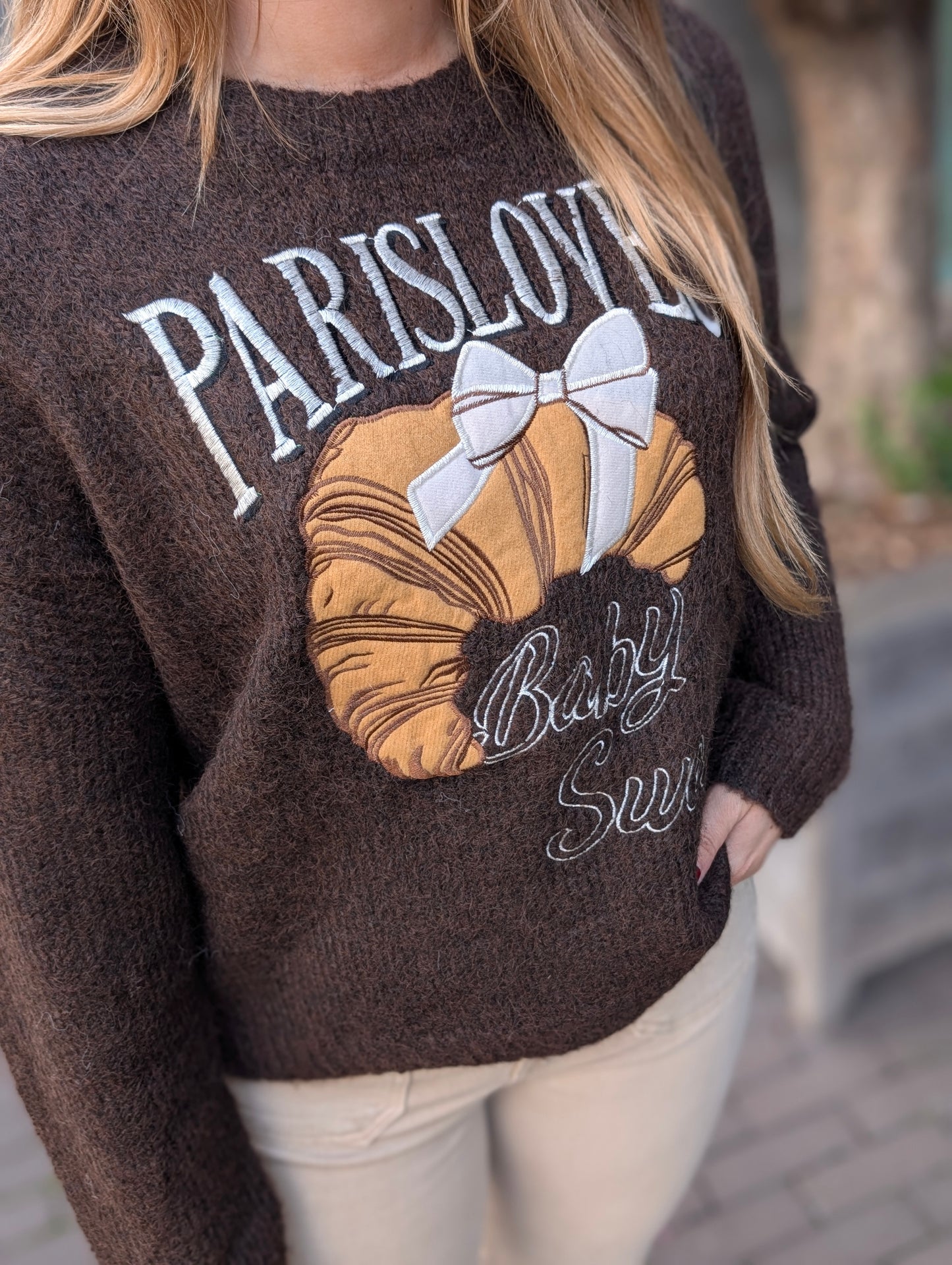 Paris loves trui - Bruin