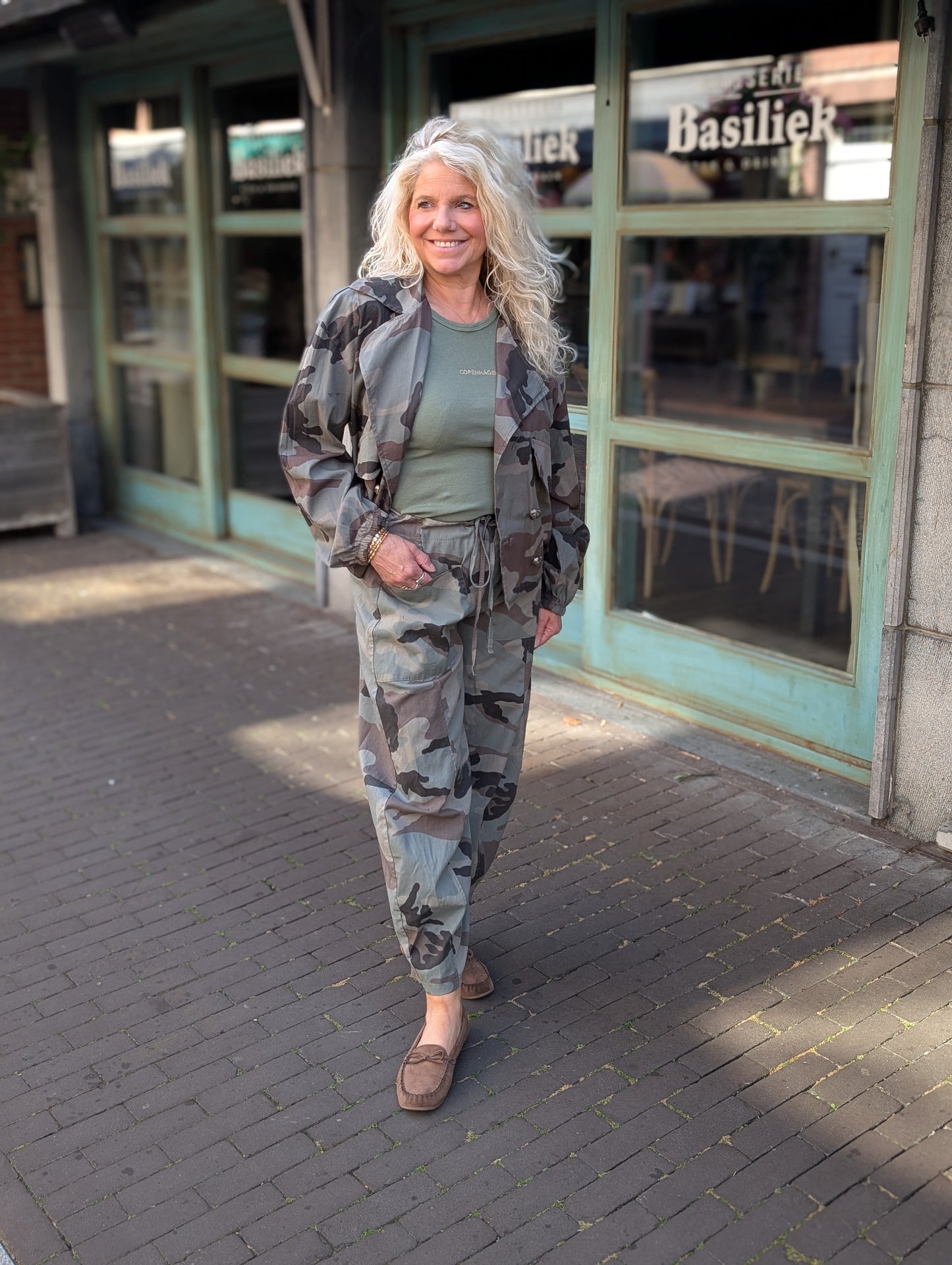 Army jacket met dubbele knoopsluiting - Groen