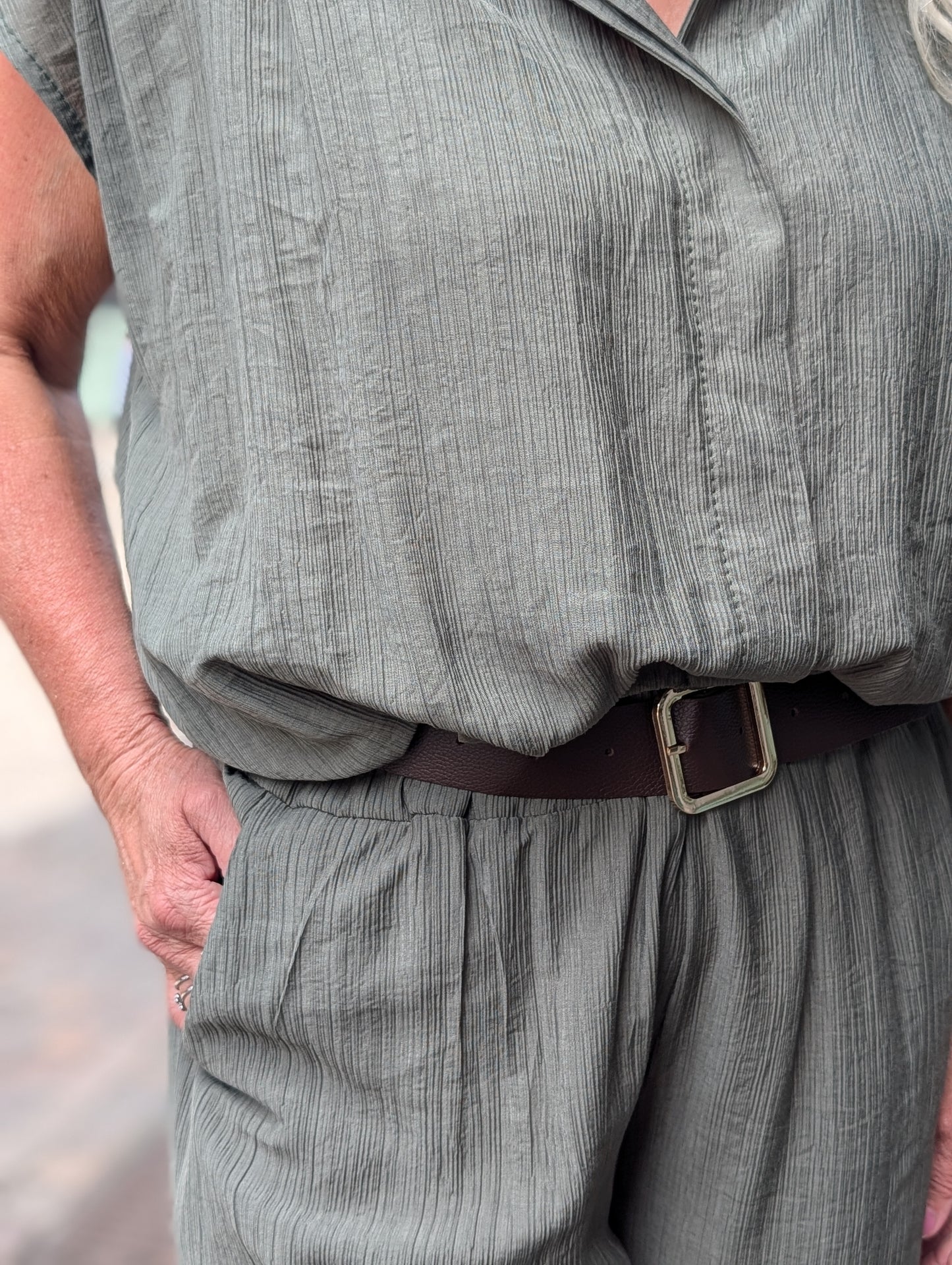 Washy blouse met elastieke band - Groen