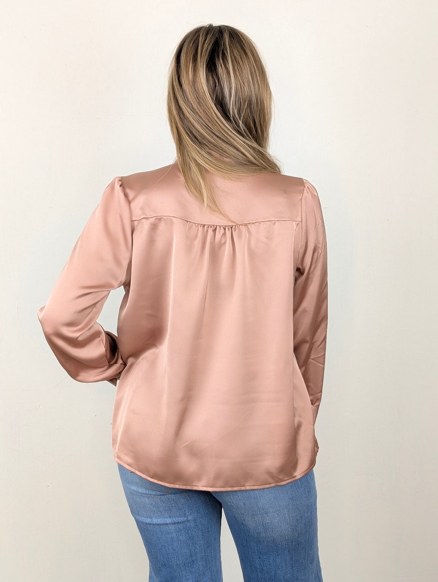 Vera silk strik blouse - Rose