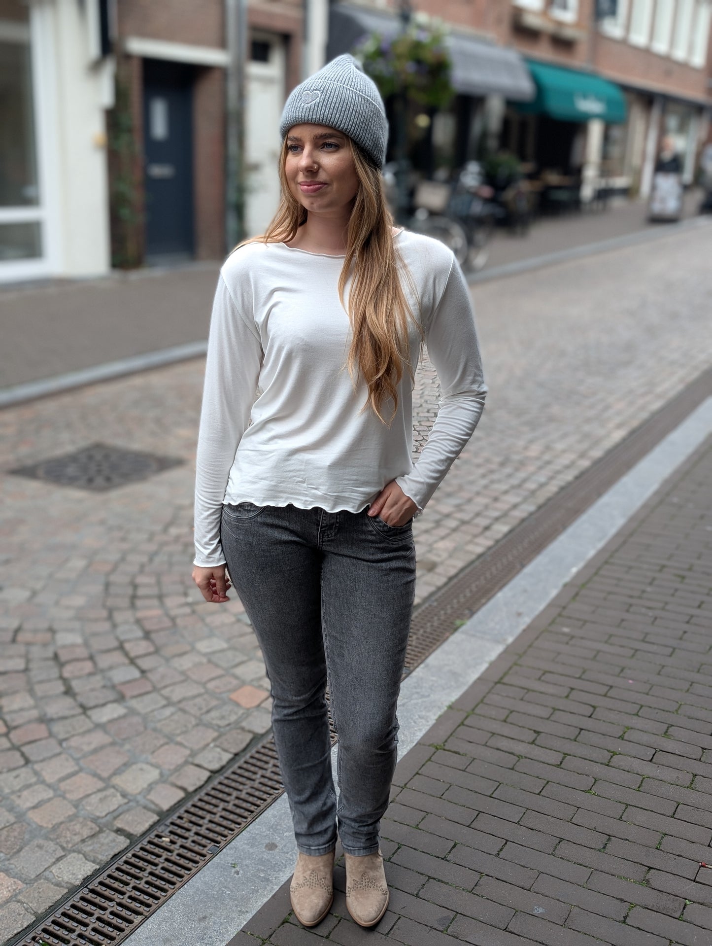 Gita shirt met lange mouwen - White