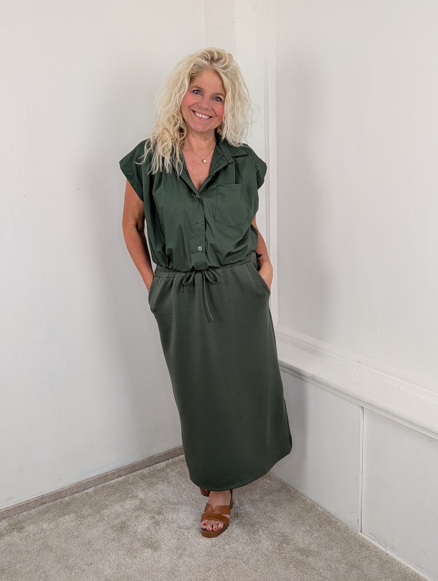 Katoenen blouse Veerle - Army groen